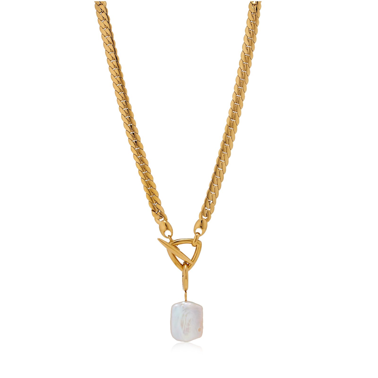 Lara Pearl Private Reserve Coin Pearl Pendant with Curb Chain