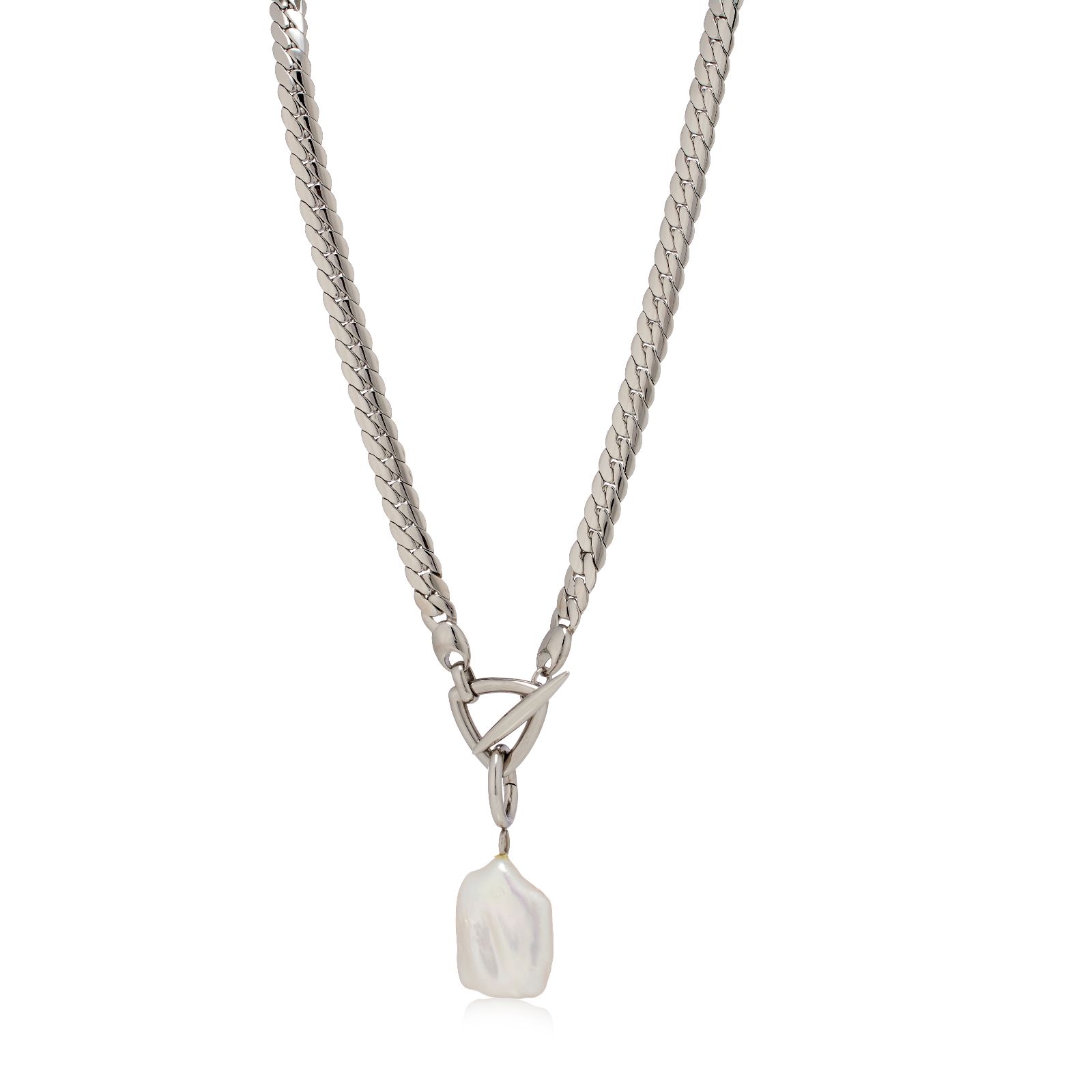 Lara Pearl Private Reserve Coin Pearl Pendant with Curb Chain