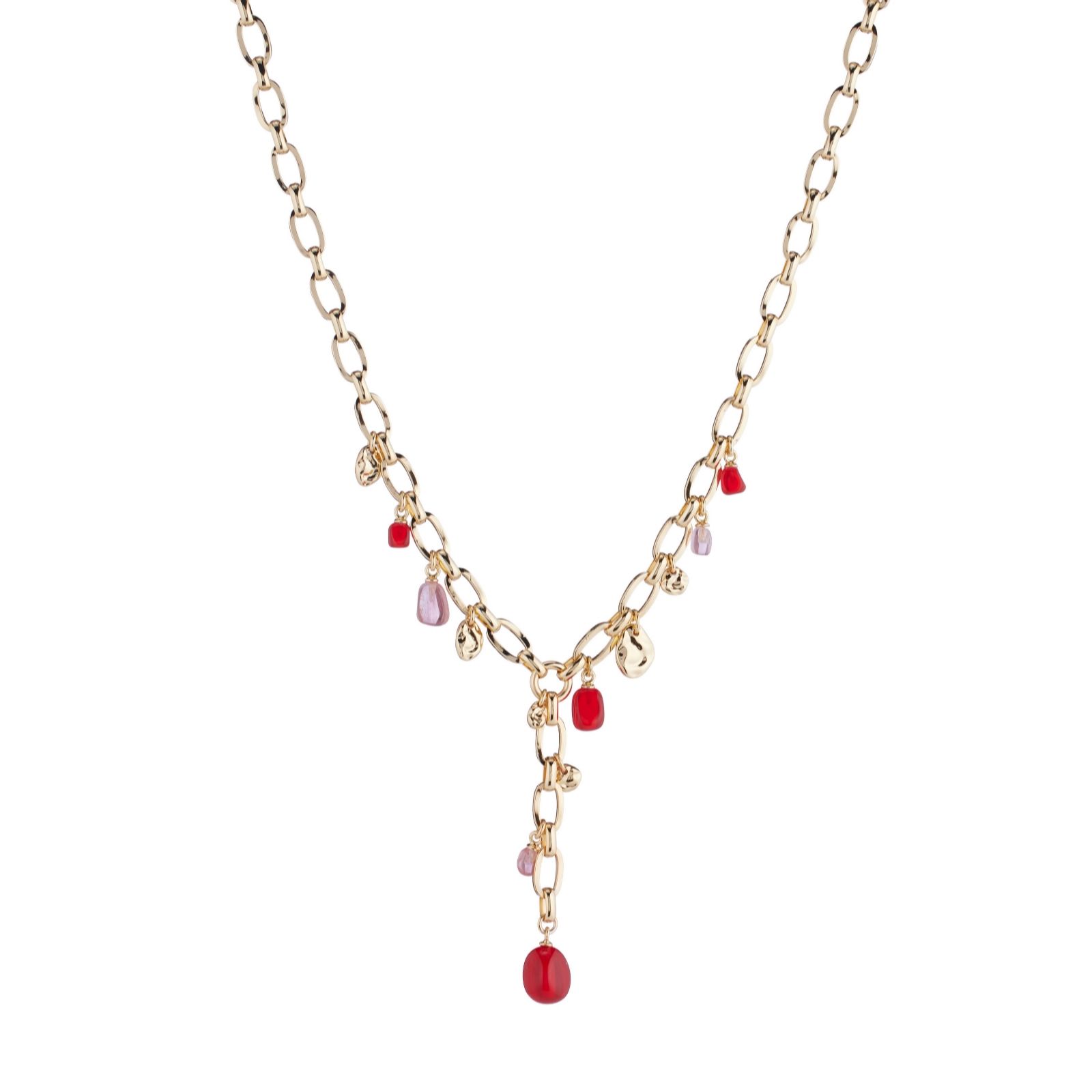 Malika Semi Precious Pebble Lariat Necklace
