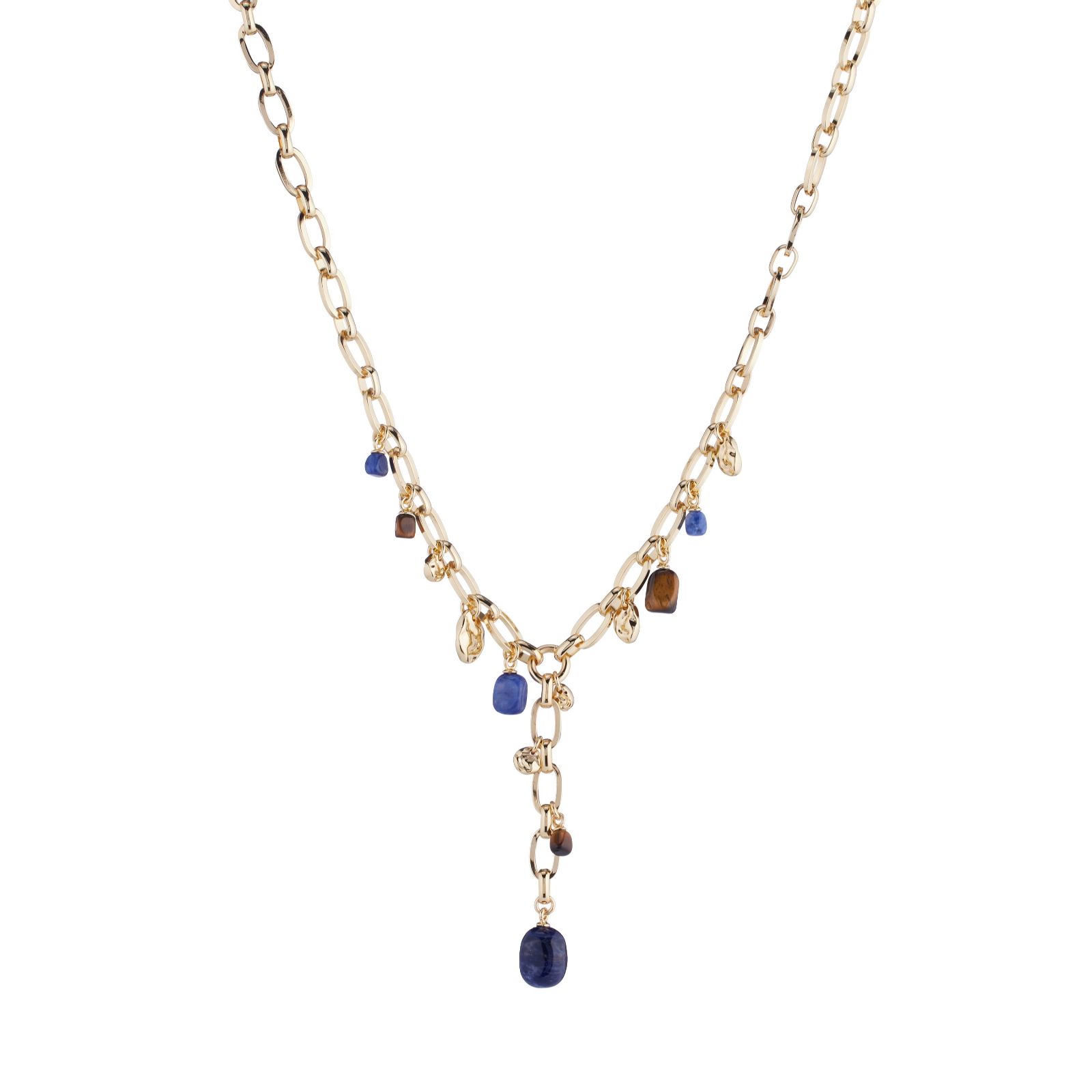 Malika Semi Precious Pebble Lariat Necklace