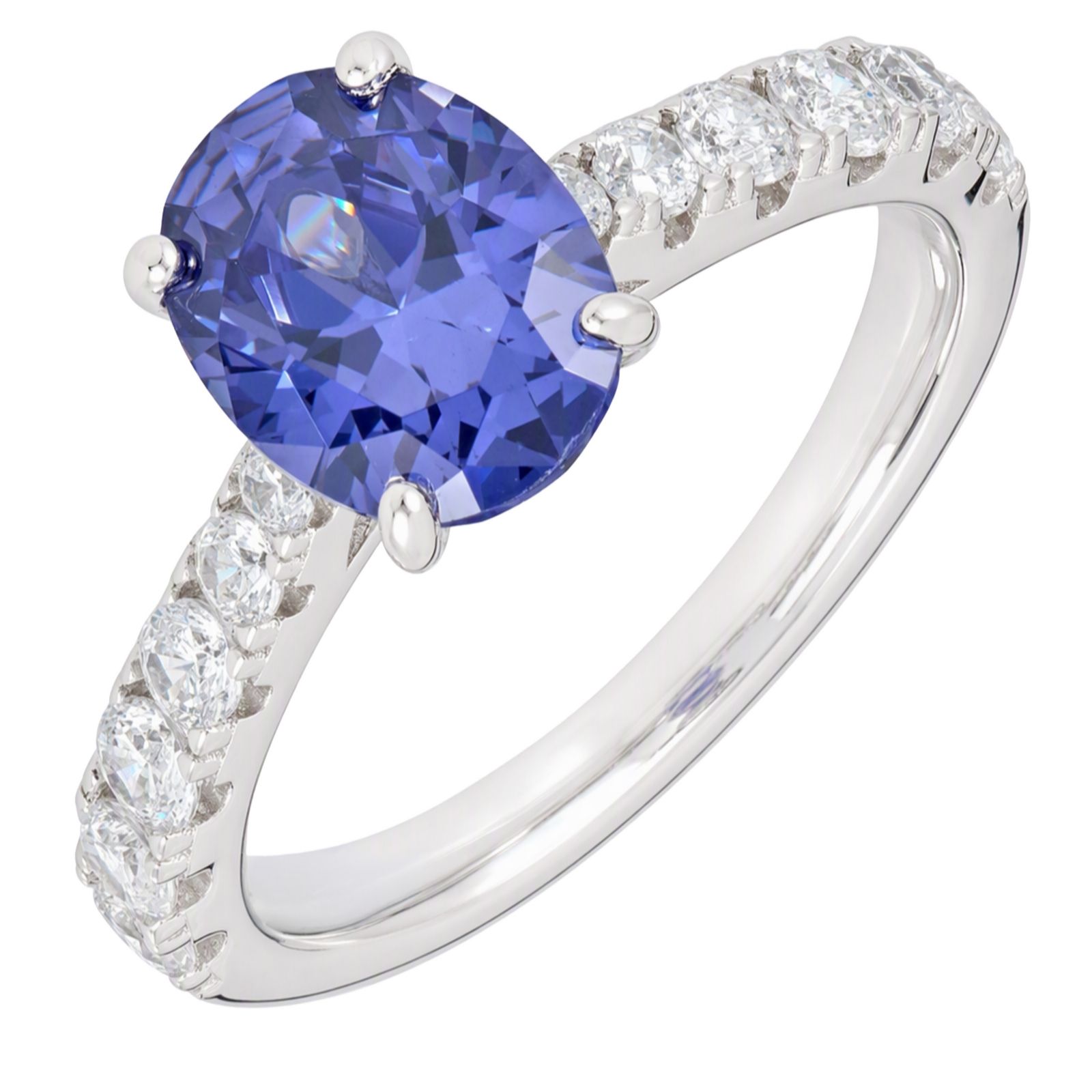 Diamonique 2.4ct tw Oval Solitaire Ring Sterling Silver