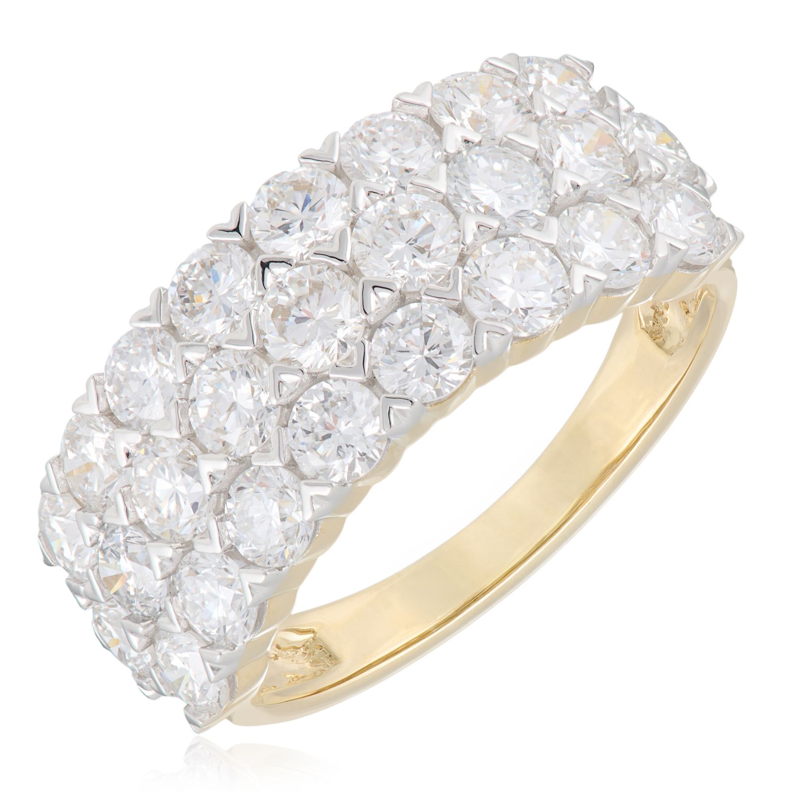 Fire Light 2.5ct Lab Grown Diamond 3 Row Band Ring 9ct Gold