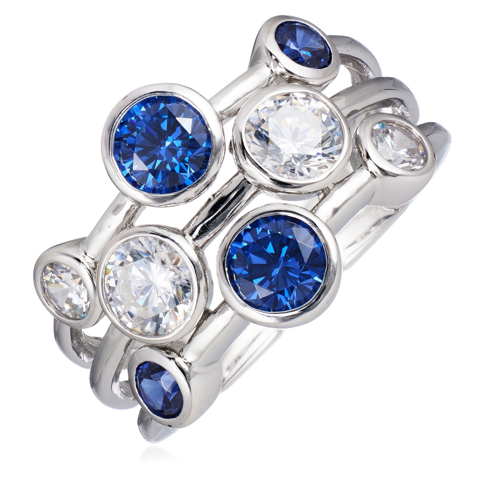 Diamonique 2.3ct Bezel Set Bubble Ring Sterling Silver