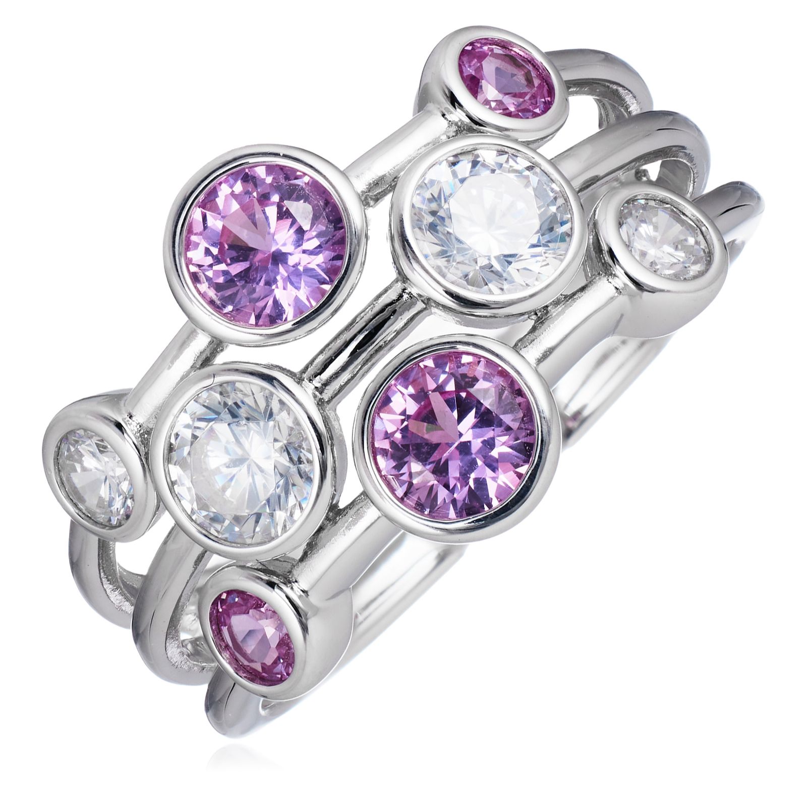 Diamonique 2.3ct Bezel Set Bubble Ring Sterling Silver