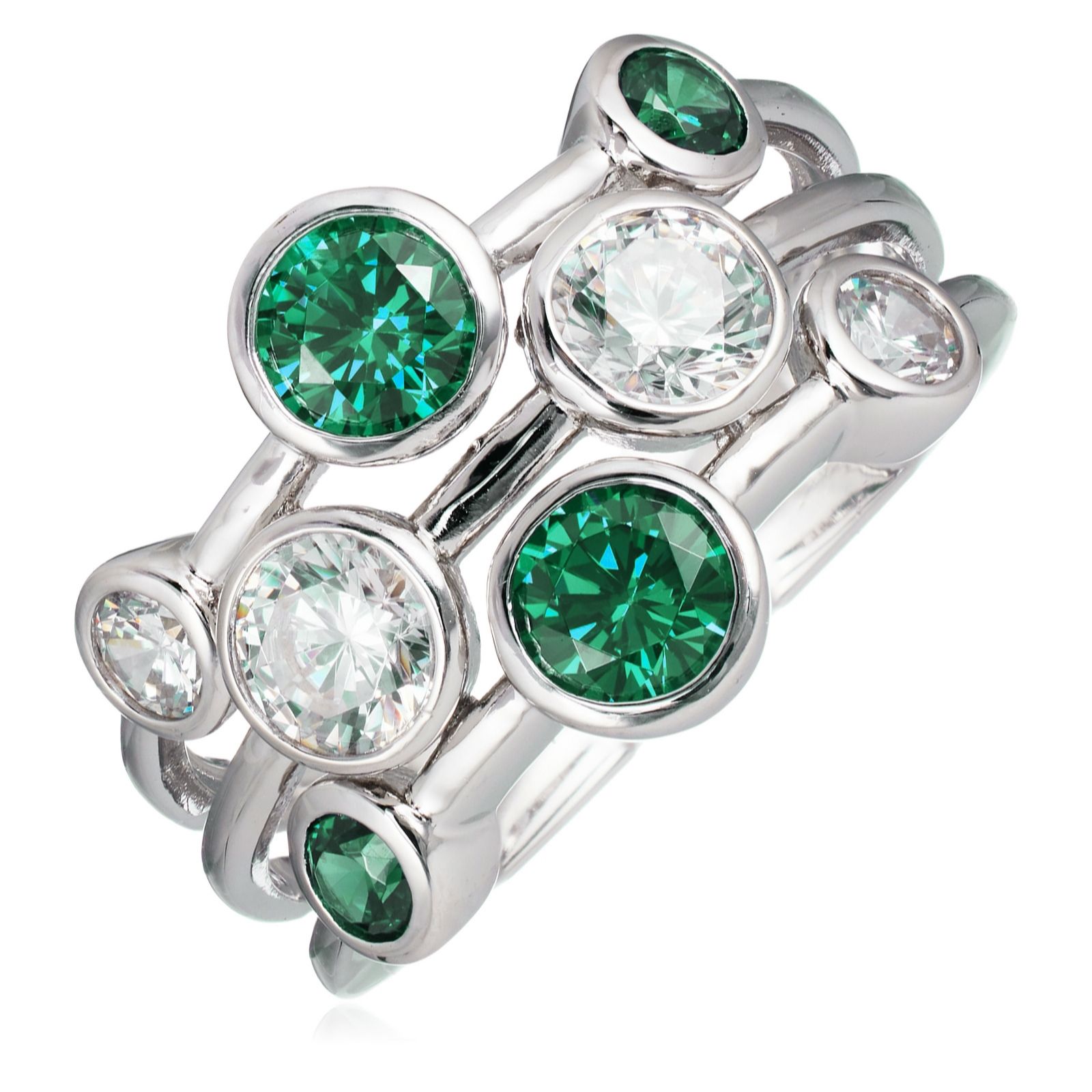 Diamonique 2.3ct Bezel Set Bubble Ring Sterling Silver