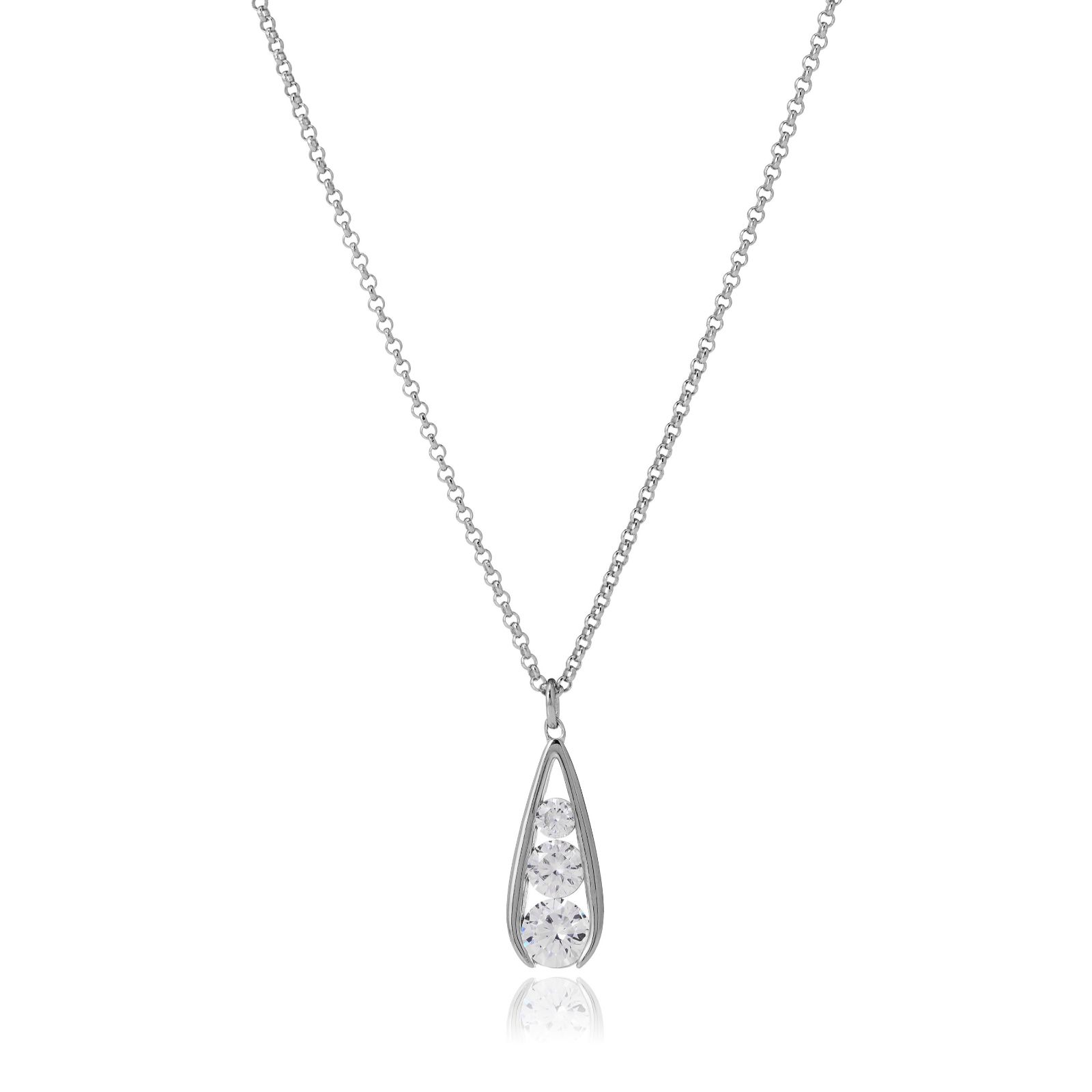 Diamonique 1.56ct Floating Stone Pendant & Chain Sterling Silver