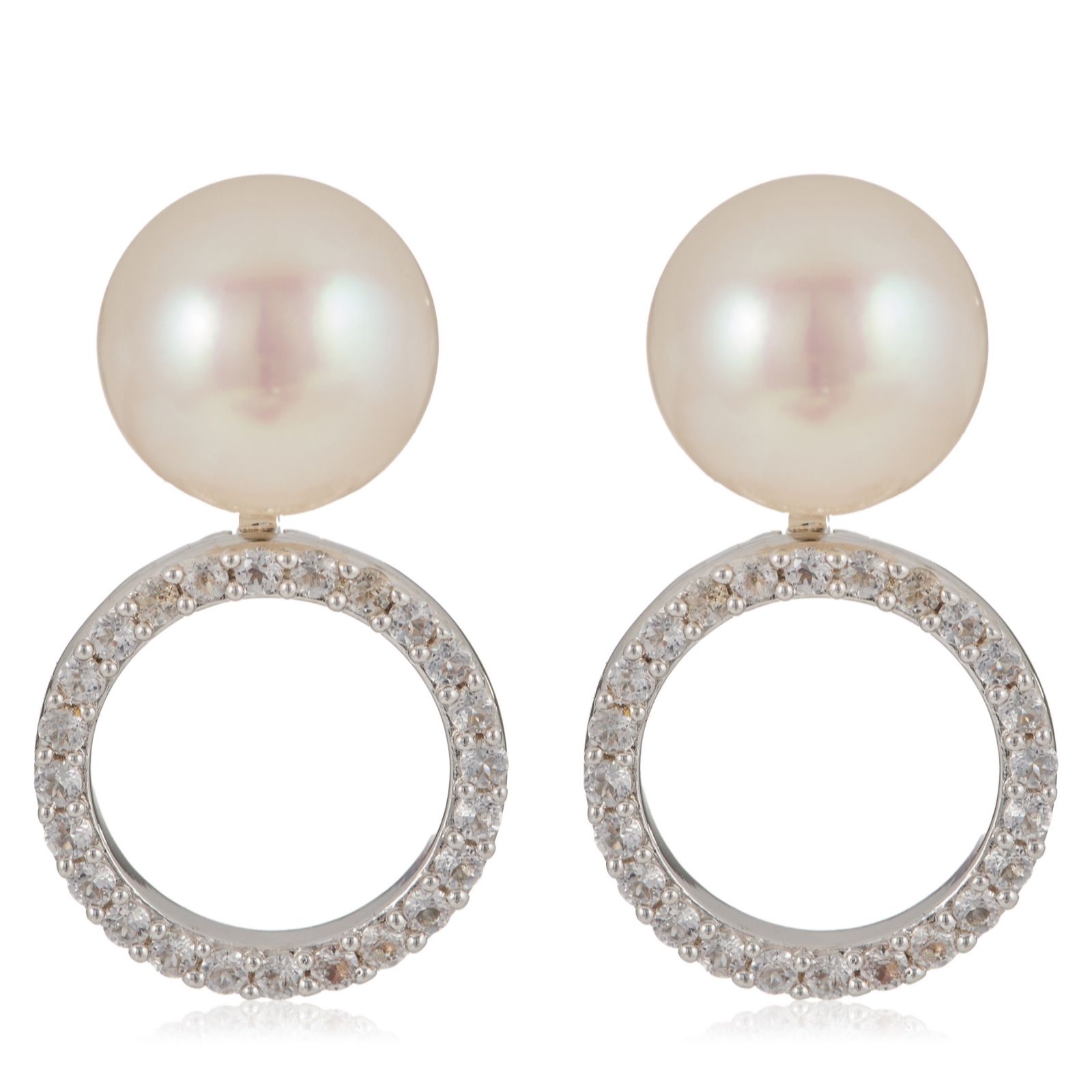 Lara Pearl 9-10mm Button Pearl Interchangeable Halo Earrings