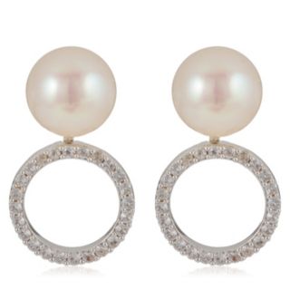 Lara Pearl 9-10mm Button Pearl Interchangeable Halo Earrings