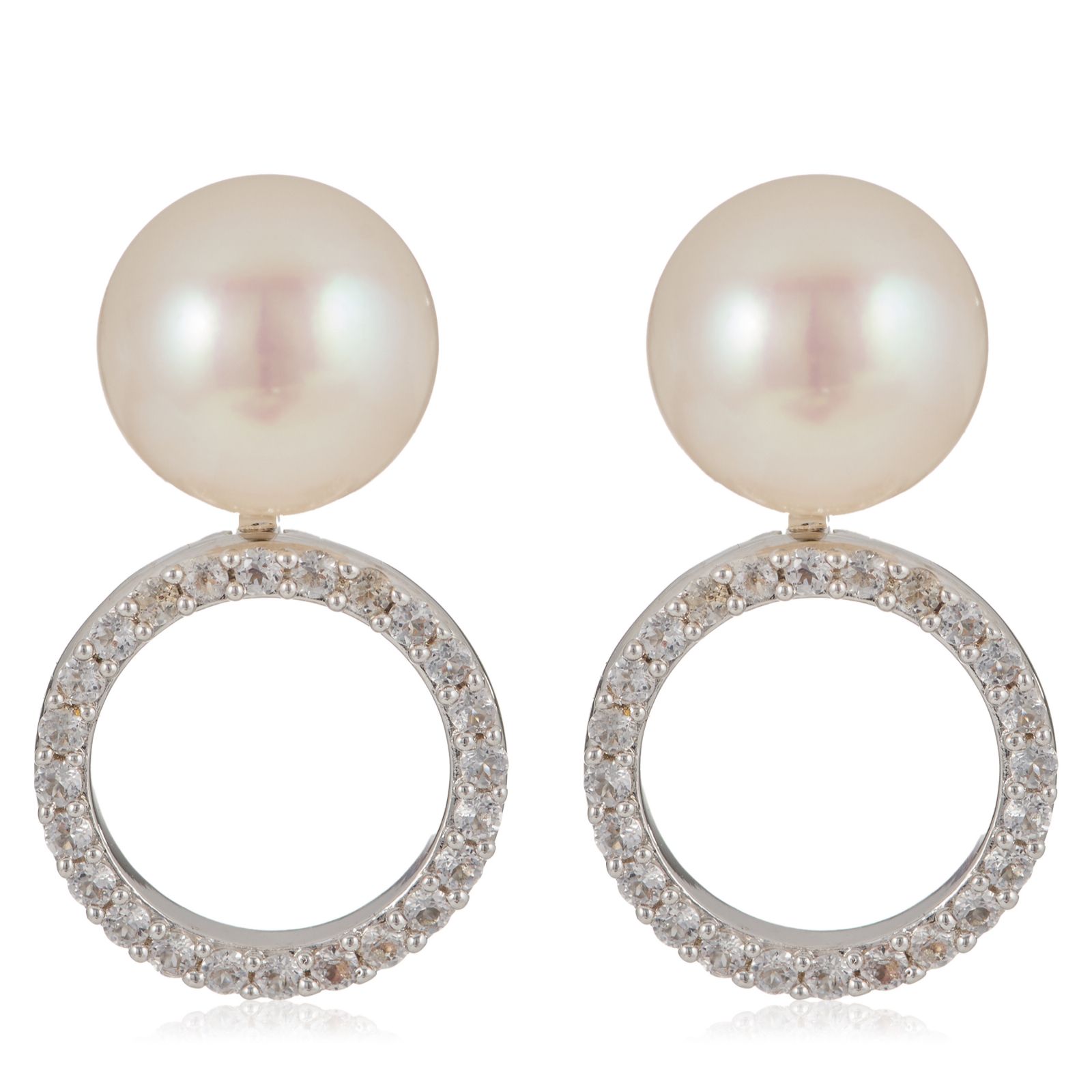 Lara Pearl 9-10mm Button Pearl Interchangeable Halo Earrings