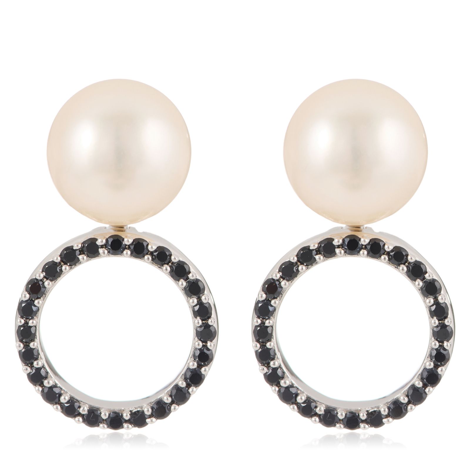 Lara Pearl 9-10mm Button Pearl Interchangeable Halo Earrings