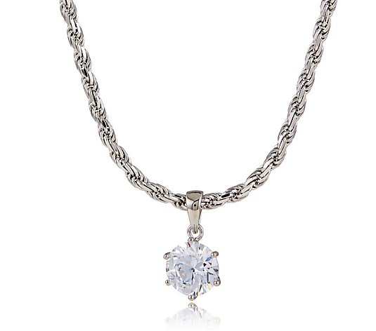 Diamonique 2ct tw Diamond Cut Rope Chain Necklace Sterling Silver