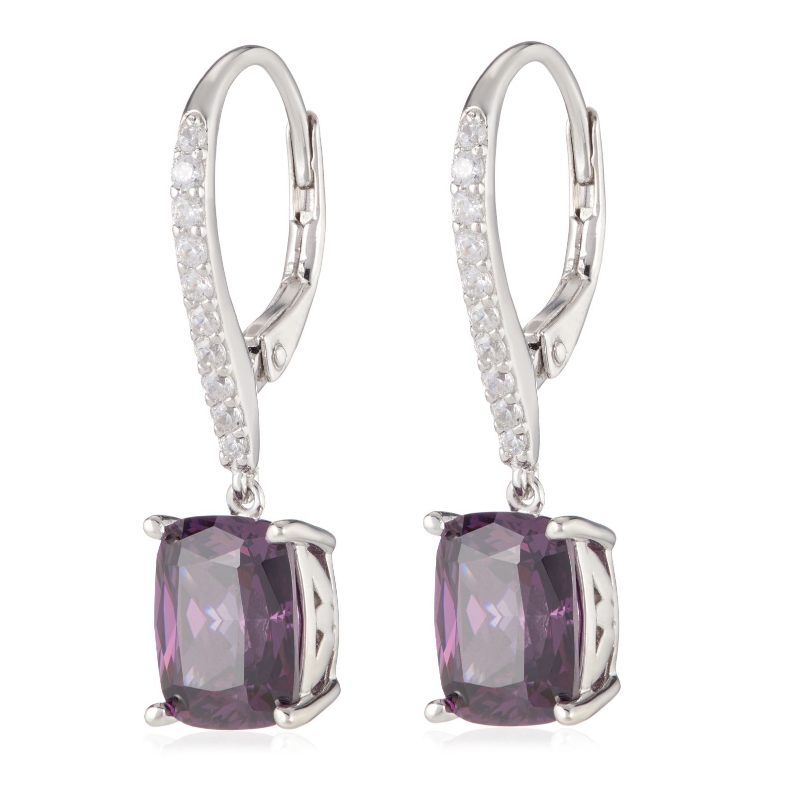 Diamonique 6.2ct tw Radiant Cut Earrings Sterling Silver