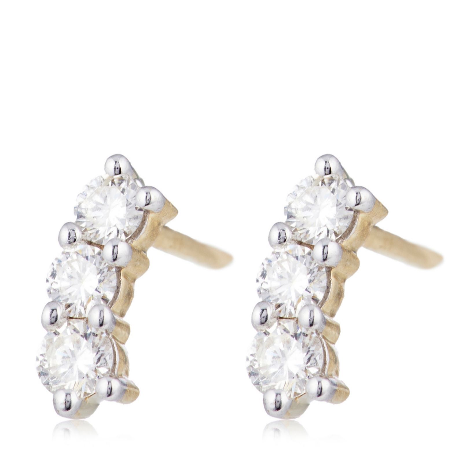 0.30ct Diamond 3 Stone Stud Earring 9ct Gold
