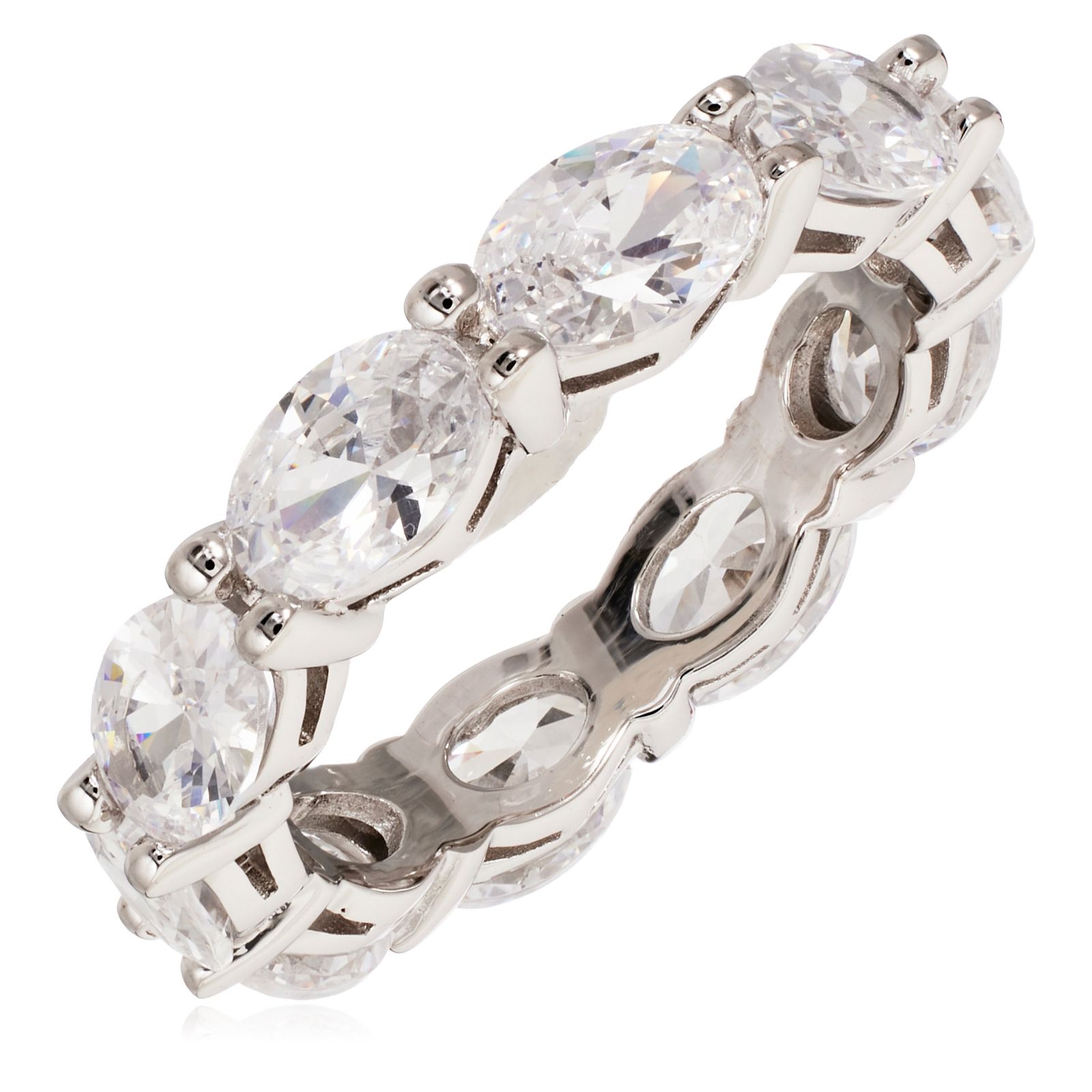 Diamonique 5.50ct Oval Cut Eternity Ring Sterling Silver