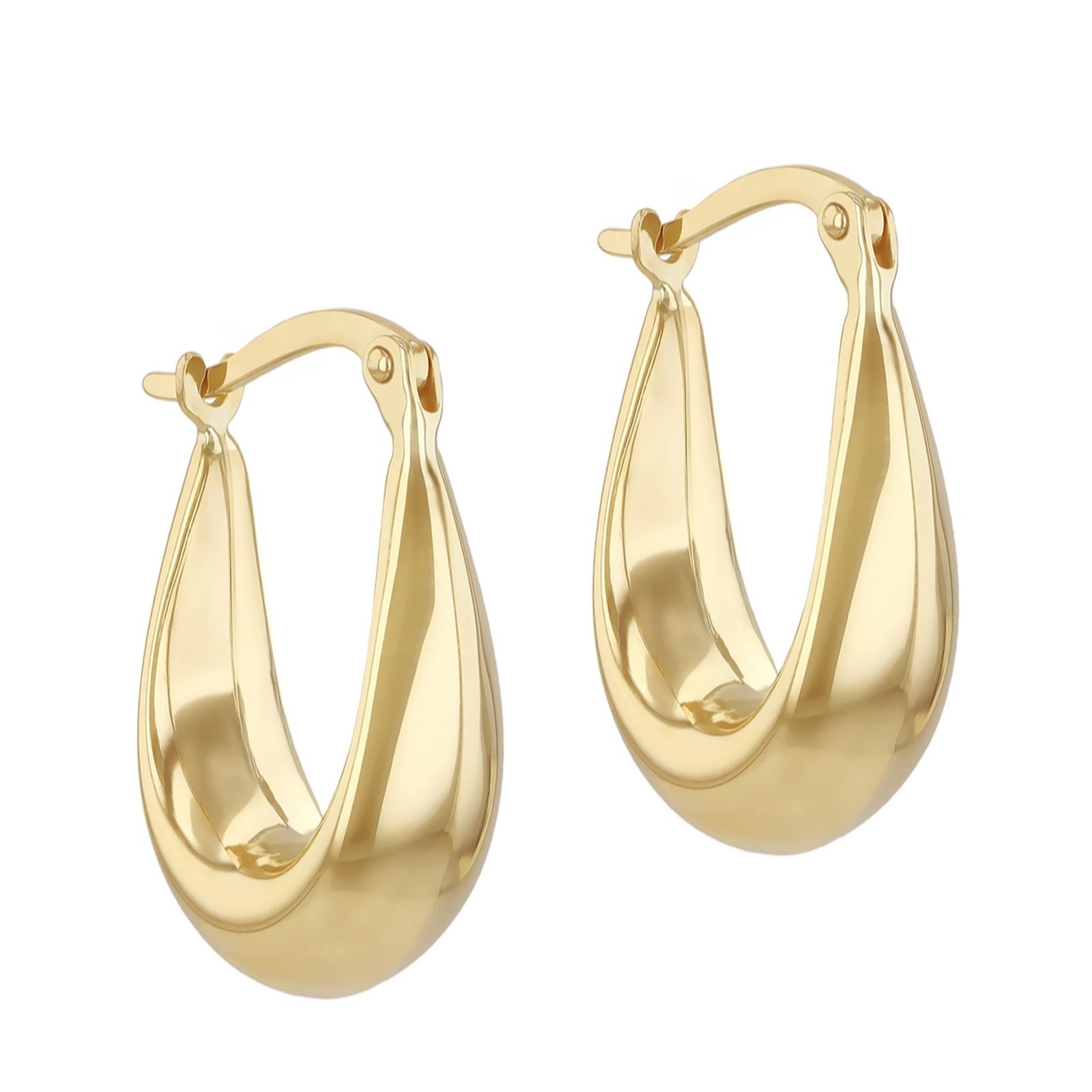  GOLD 9CT Tapered Knife Edge Creole Drop Earrings 1.6g