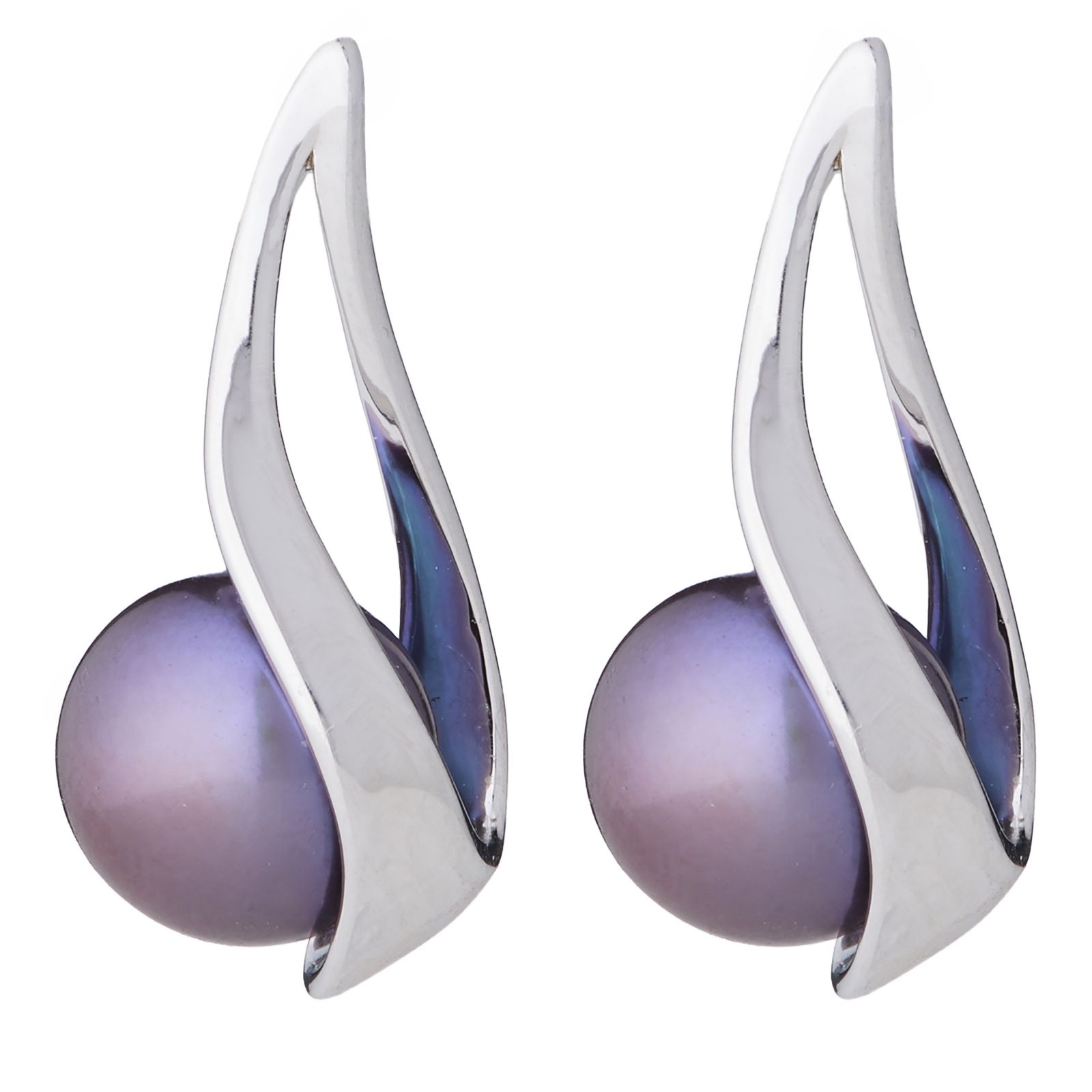 Lara Pearl 6.5-7mm Button Pearl Wave Stud Earrings