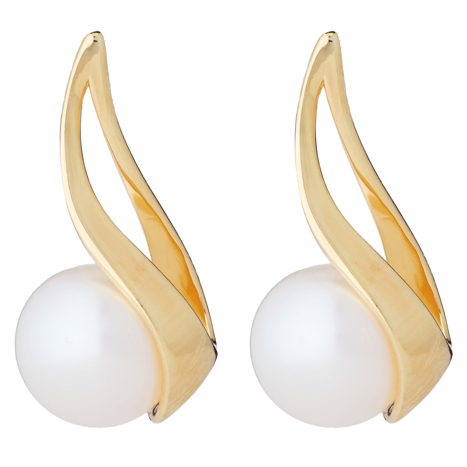 Lara Pearl 6.5-7mm Button Pearl Wave Stud Earrings