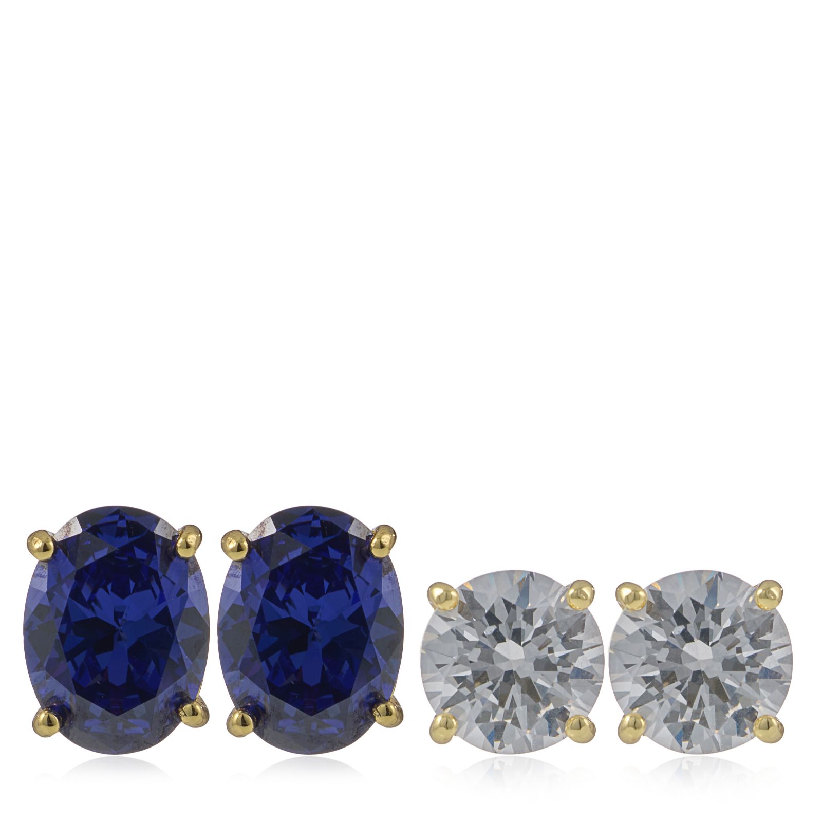 Diamonique 4.8ct tw Set of 2 Stud Earrings Sterling Silver