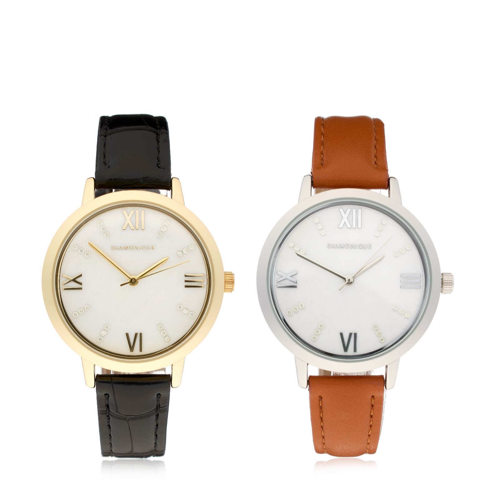 Diamonique Set of 2 Mother of Pearl Watches - QVC UK