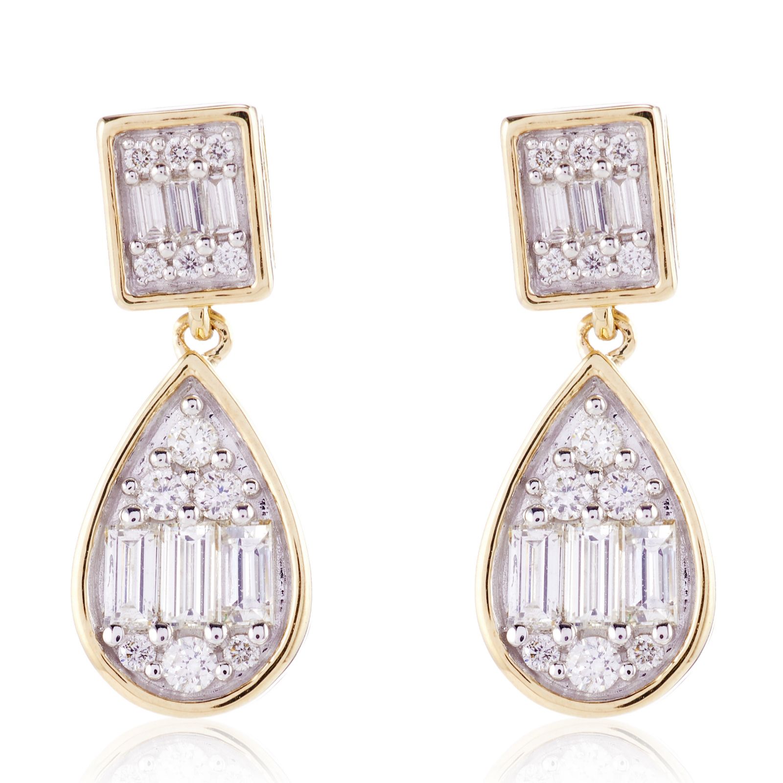 0.50ct Mixed Cut Bezel Set Diamond Earrings 9ct Gold