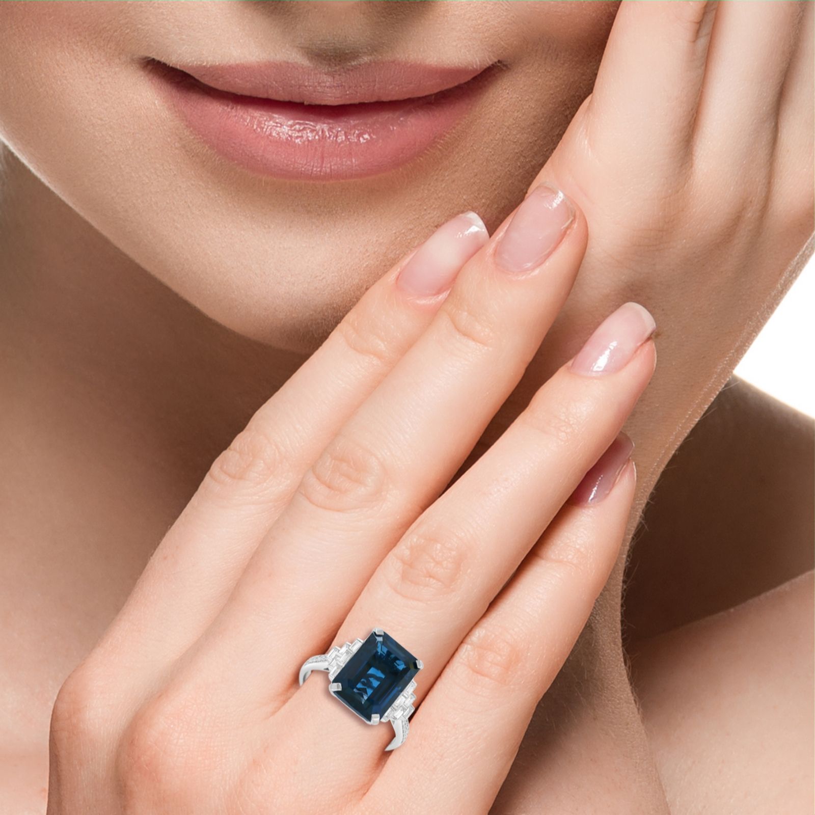 Effy 0.38ct Diamond & 8.60ct London Blue Topaz Ring 14ct Gold - QVC UK