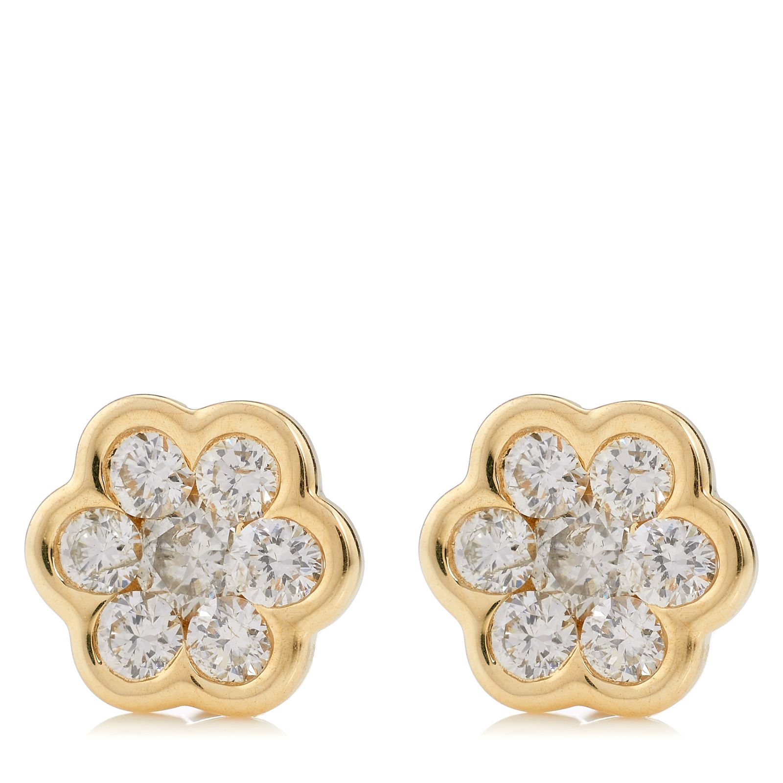 0.35ct Diamond Bezel Set Cluster Stud Earrings 9ct Gold