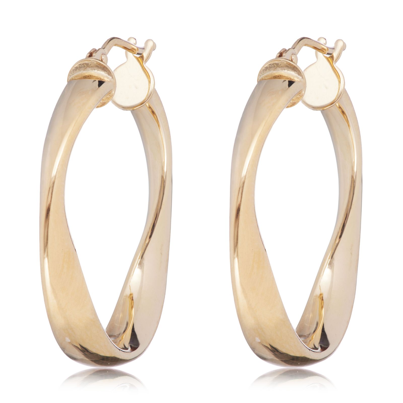 GOLD 9ct Yellow Gold 24mm Wave Creole Earrings 1.81g