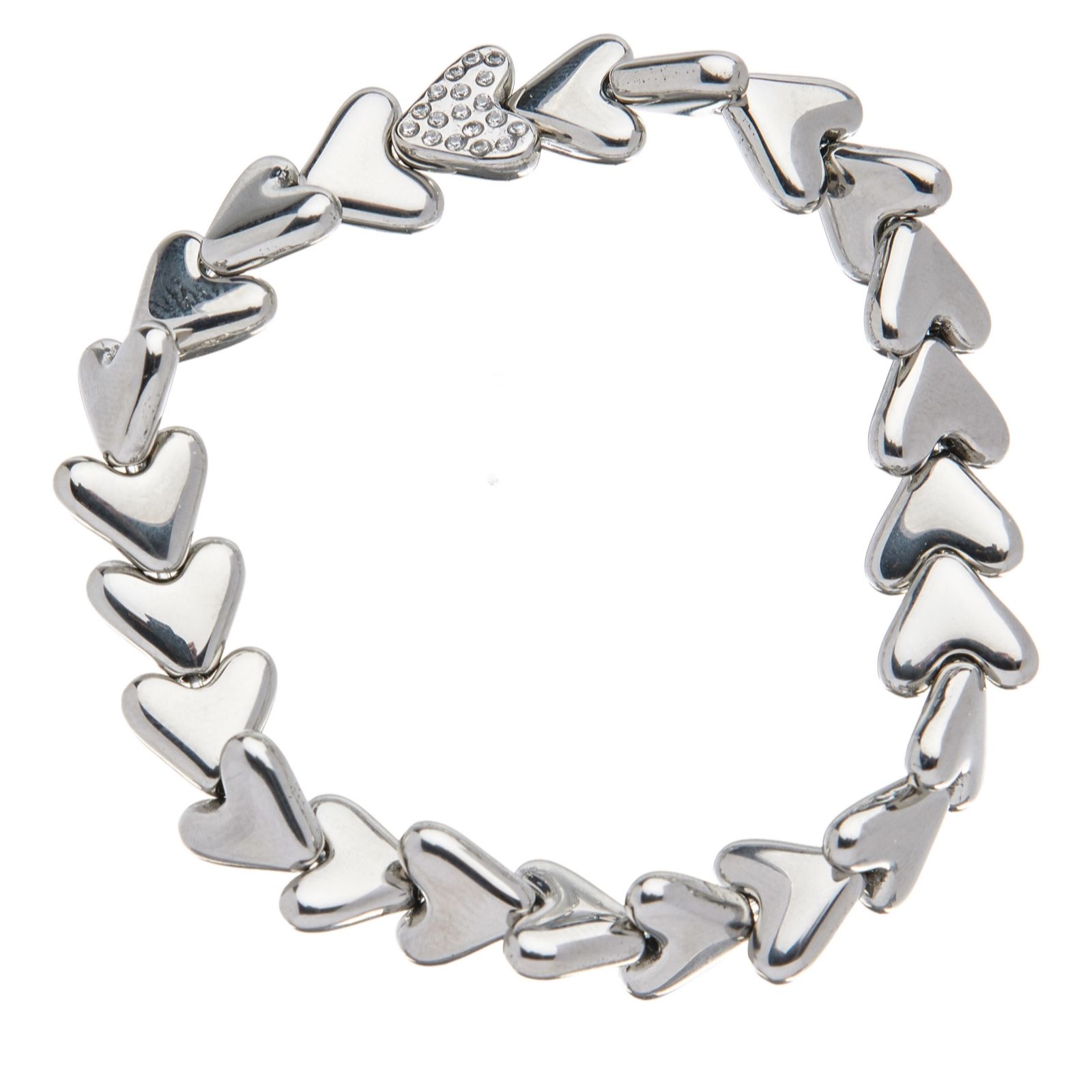 Steel by Diamonique Heart Stretch Bracelet Stainless Steel
