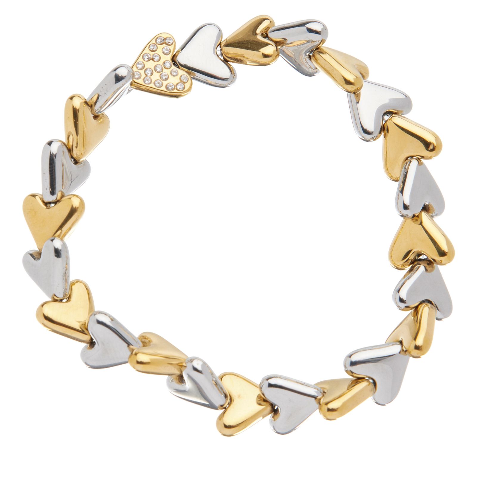 Steel by Diamonique Heart Stretch Bracelet Stainless Steel