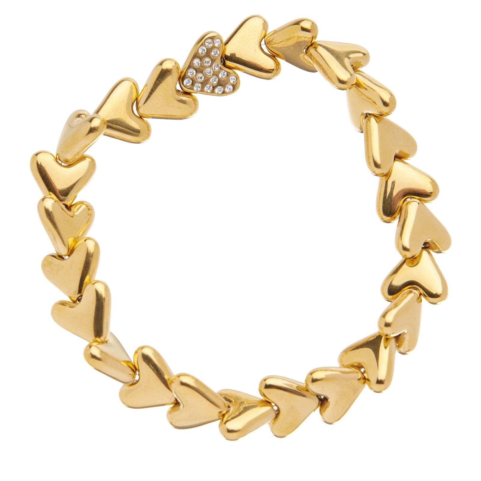 Steel by Diamonique Heart Stretch Bracelet Stainless Steel