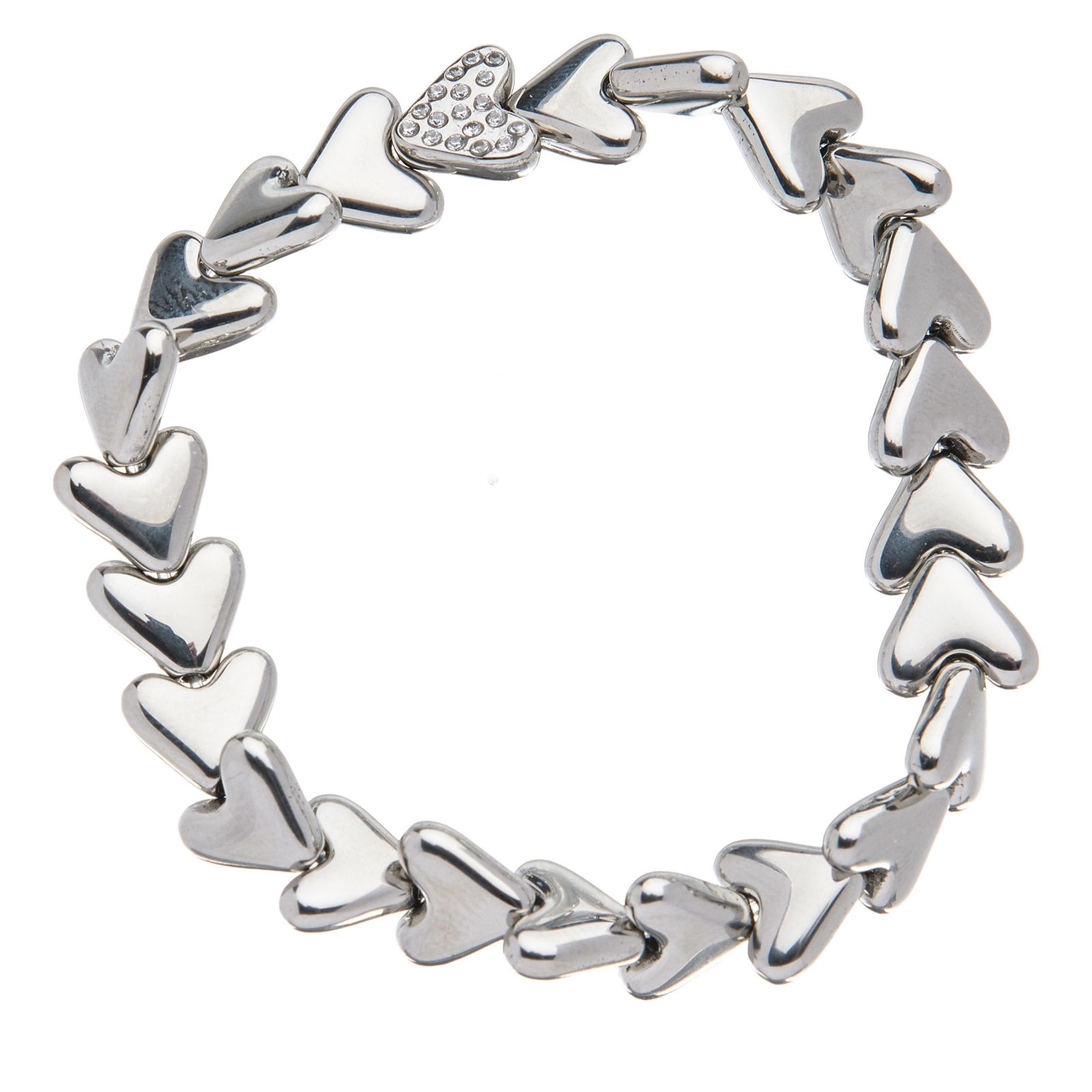 Steel by Diamonique Heart Stretch Bracelet Stainless Steel