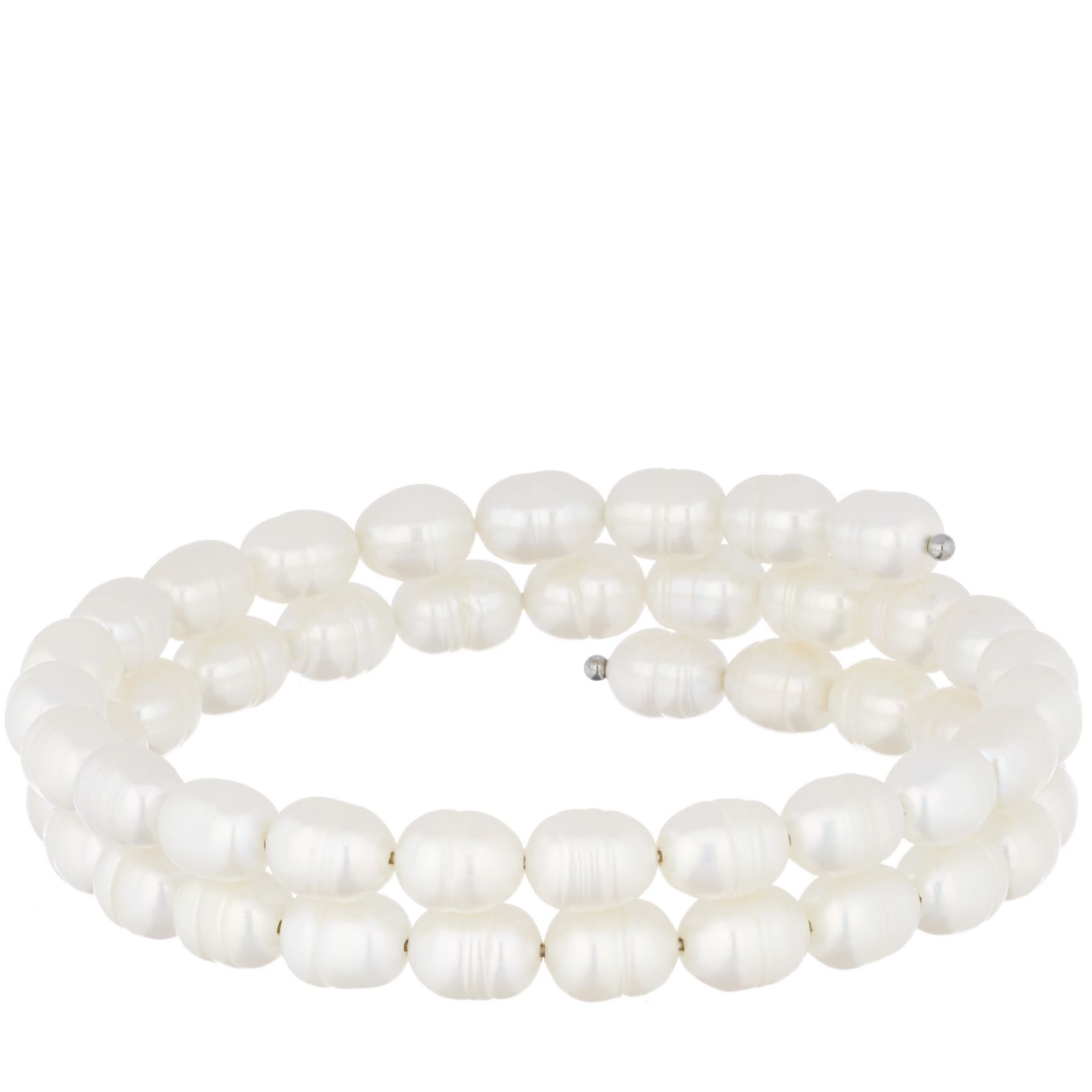 Lara Pearl 6-7mm Oval Pearl Wrap Bracelet Stainless Steel