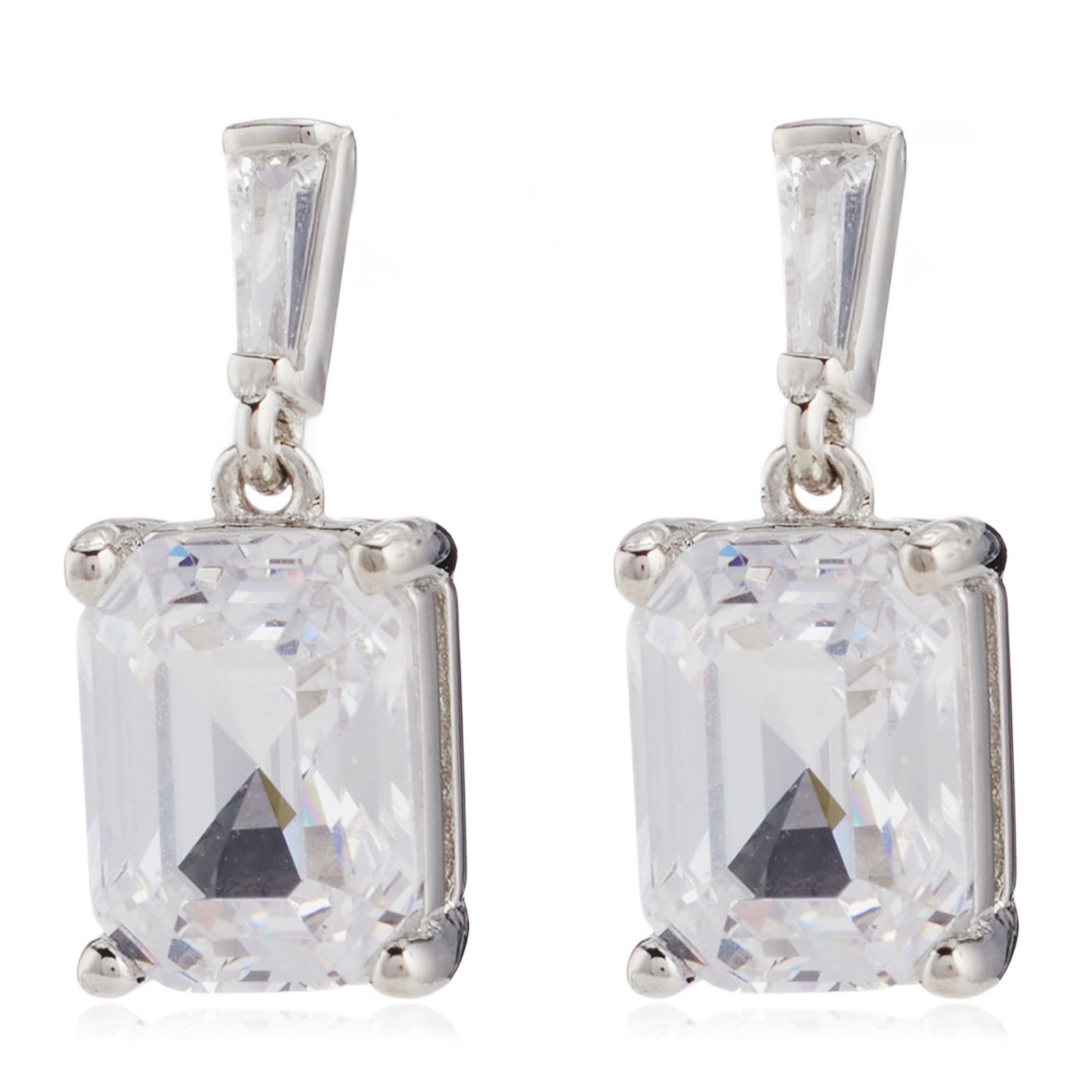 Diamonique 3.14ct Art Deco Earrings Sterling Silver
