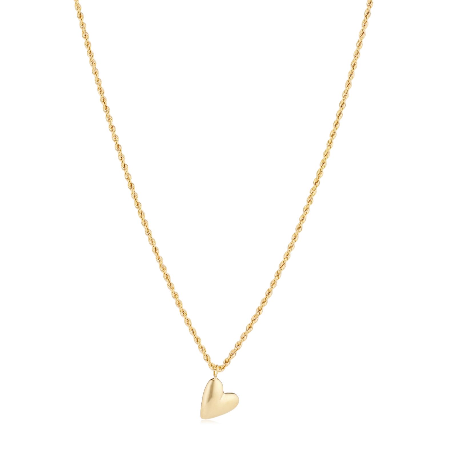 Gold 9ct Italian Gold Heart Pendant Rope Chain Necklace 1.57g