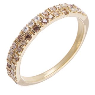 0.33ct Chocolate Diamond Pave Two Row Eternity Ring 9ct Gold