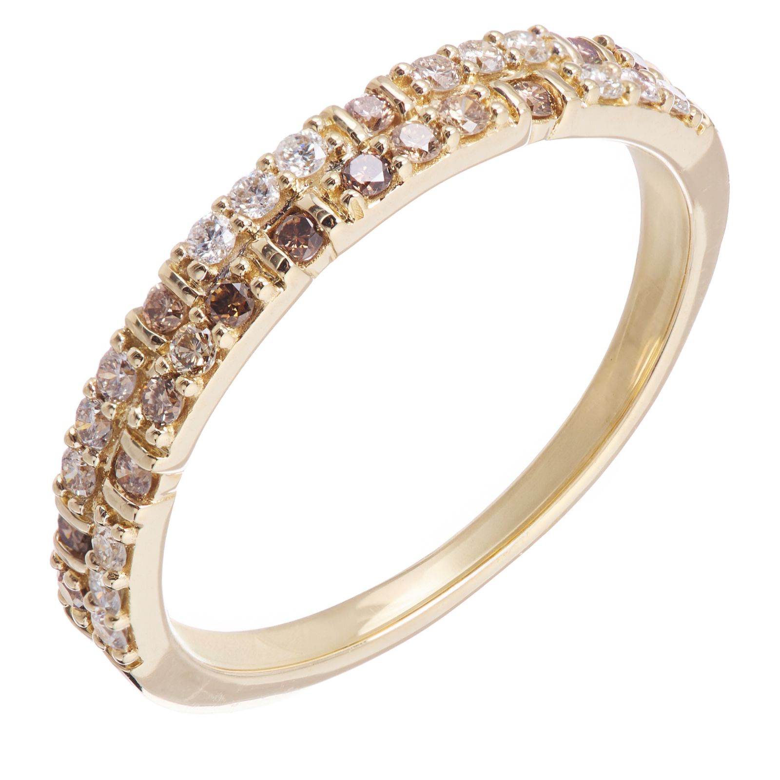 0.33ct Chocolate Diamond Pave Two Row Eternity Ring 9ct Gold