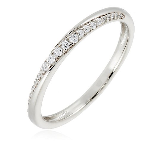 Diamonique 0.1ct tw Platinum Plated Eternity Ring Sterling Silver