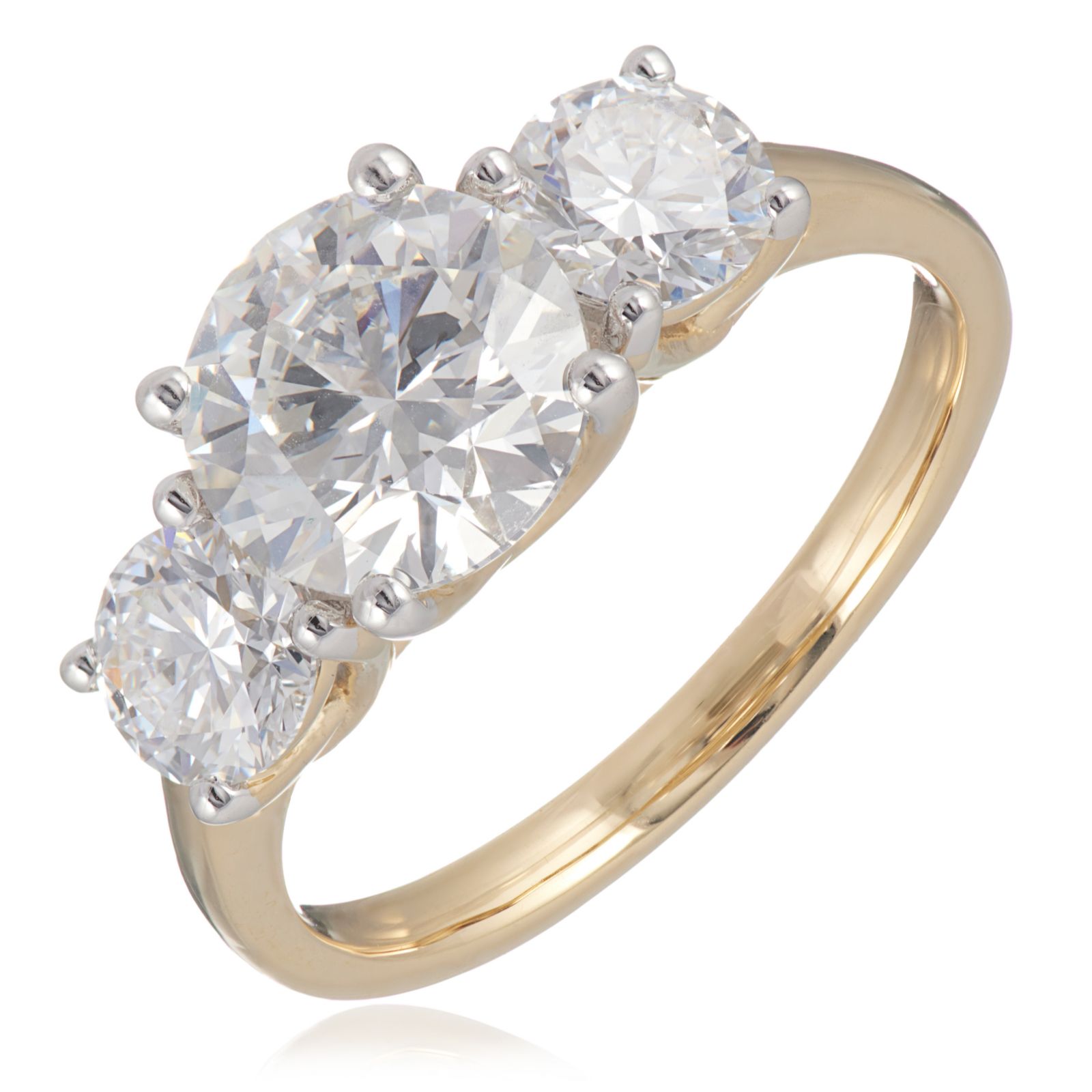 Fire Light 3ct Lab Grown Diamond Graduated Trilogy Ring 14ct Gold