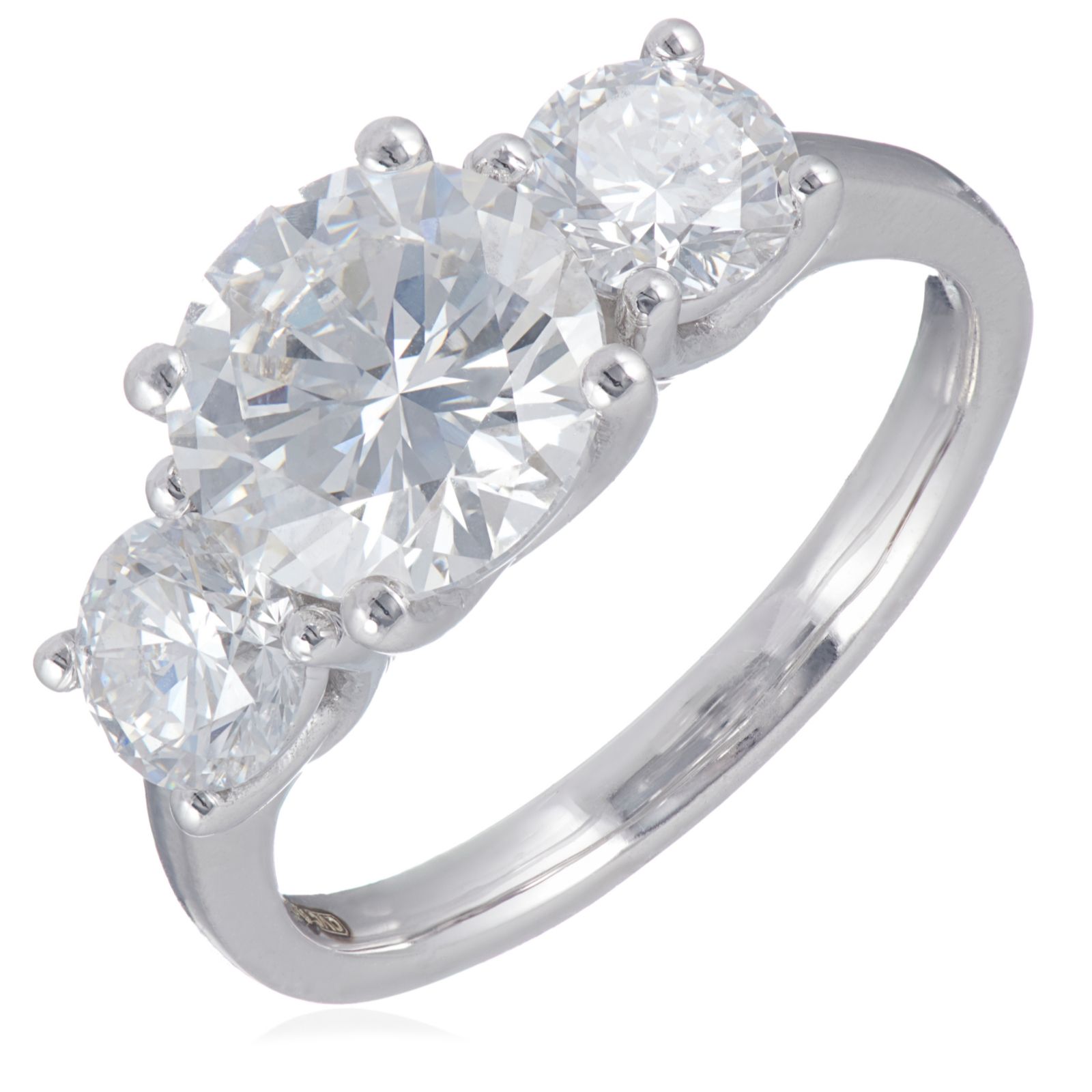 Fire Light 3ct Lab Grown Diamond Graduated Trilogy Ring 14ct Gold