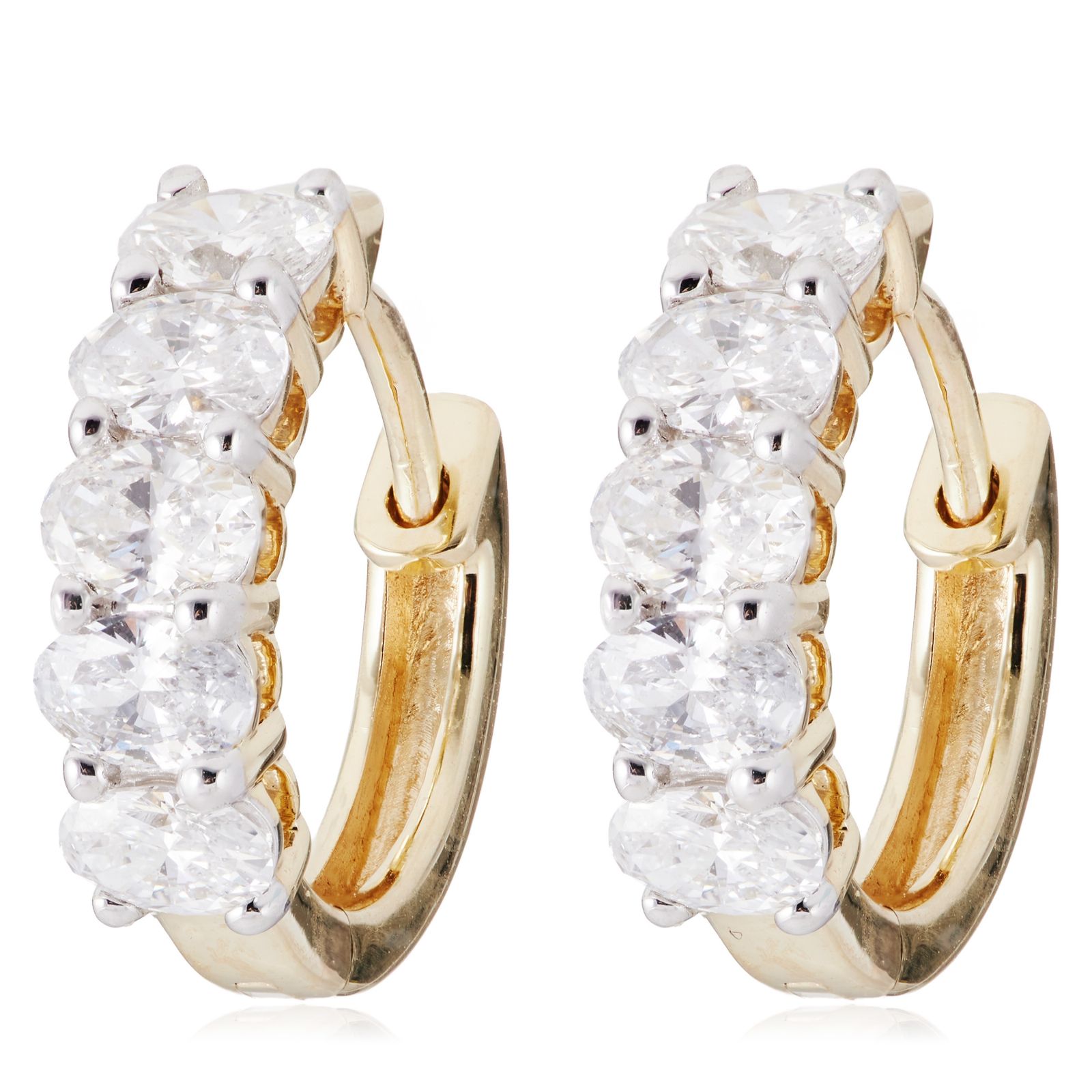 Fire Light 1ct Oval Lab Grown Diamond Huggie Earrings 9ct Gold