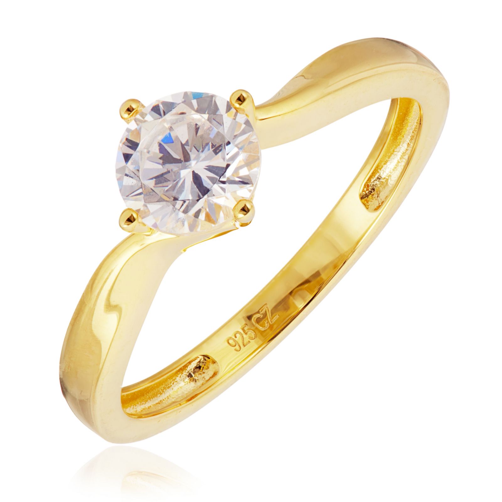 Diamonique 1ct Twist Solitaire Ring Sterling Silver