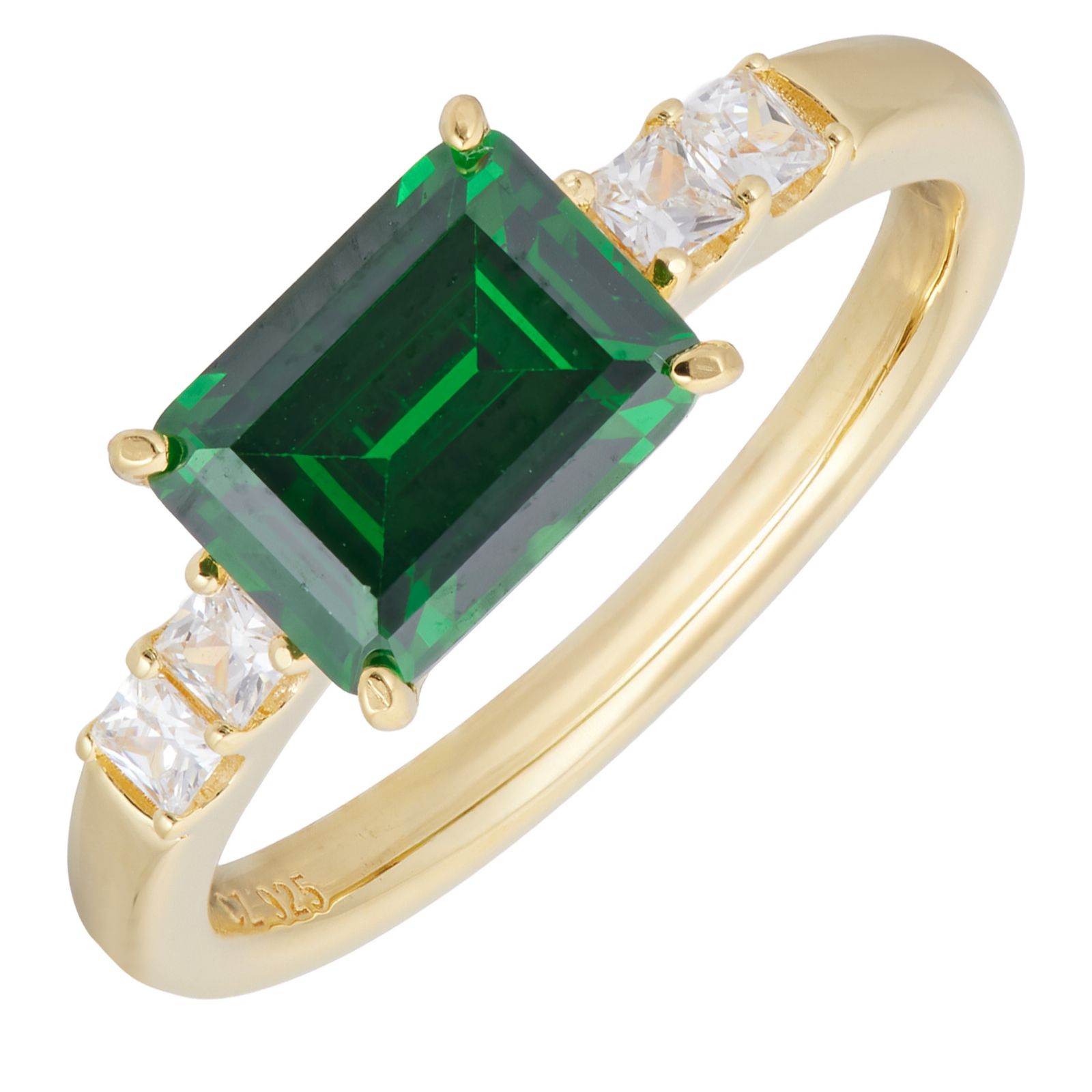 Diamonique 1.6ct East West Emerald- Cut Ring Sterling Silver