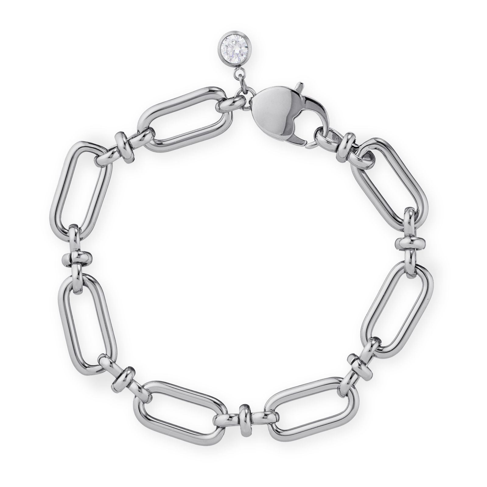 Steel by Diamonique Heart Padlock Chain Link Bracelet Stainless Steel