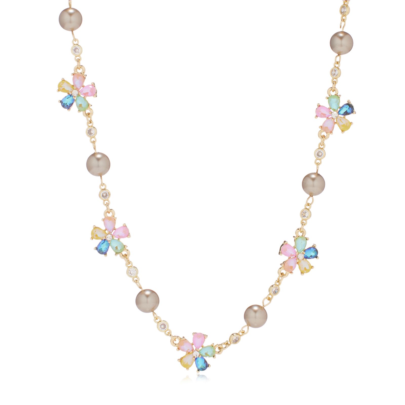Butler & Wilson Faux Pearl Floral Necklace