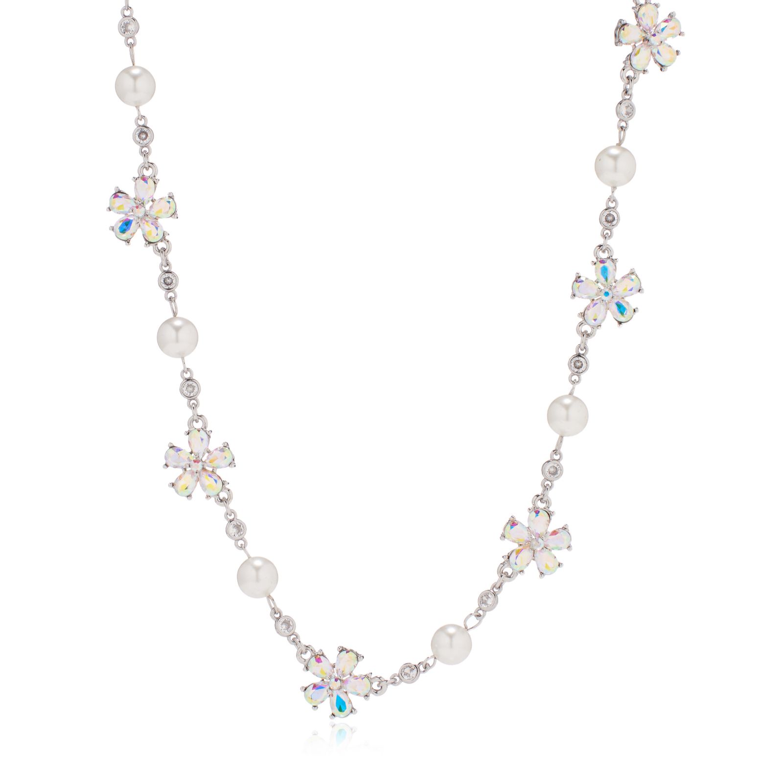 Butler & Wilson Faux Pearl Floral Necklace