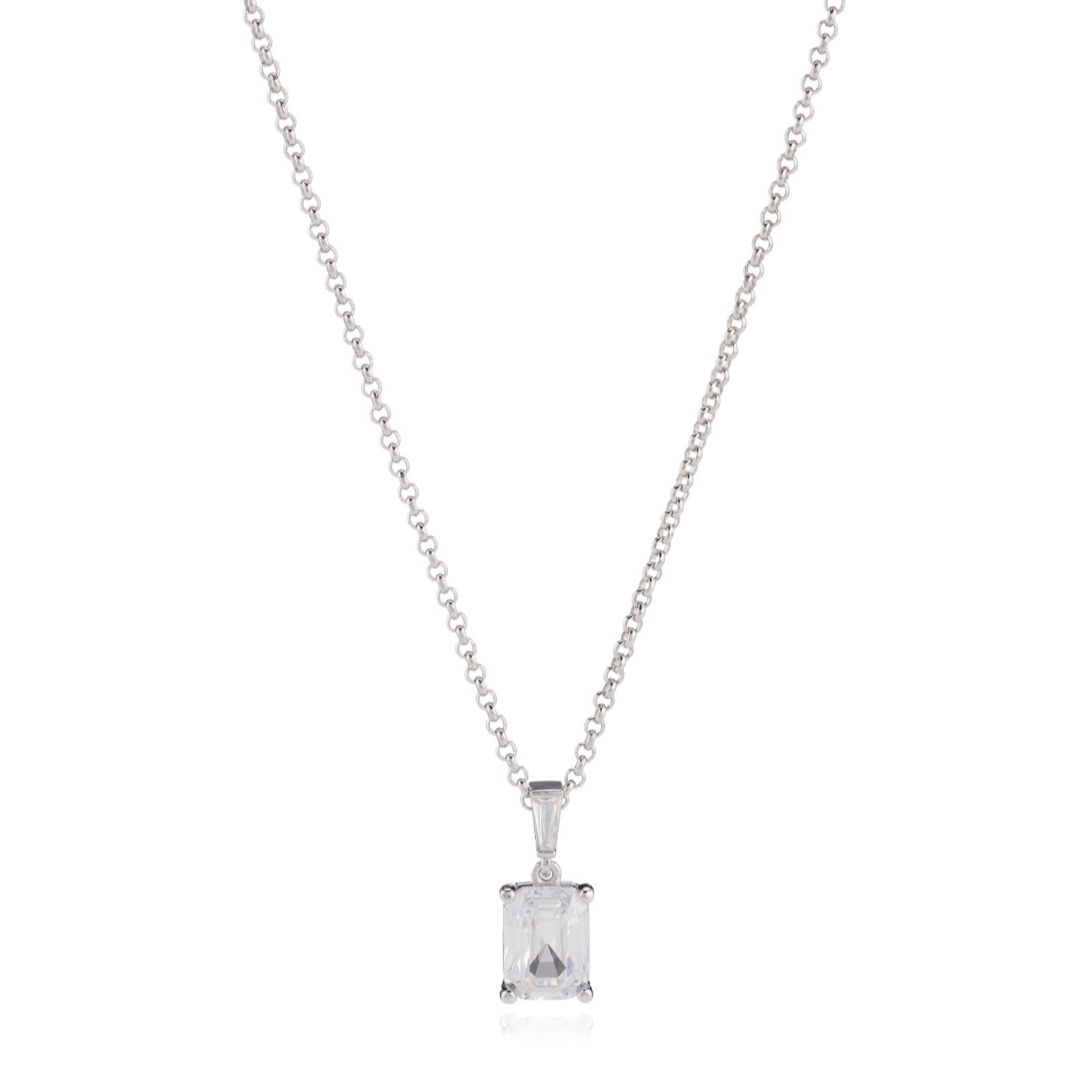 Diamonique 1.57ct Art Deco Pendant Necklace Sterling Silver