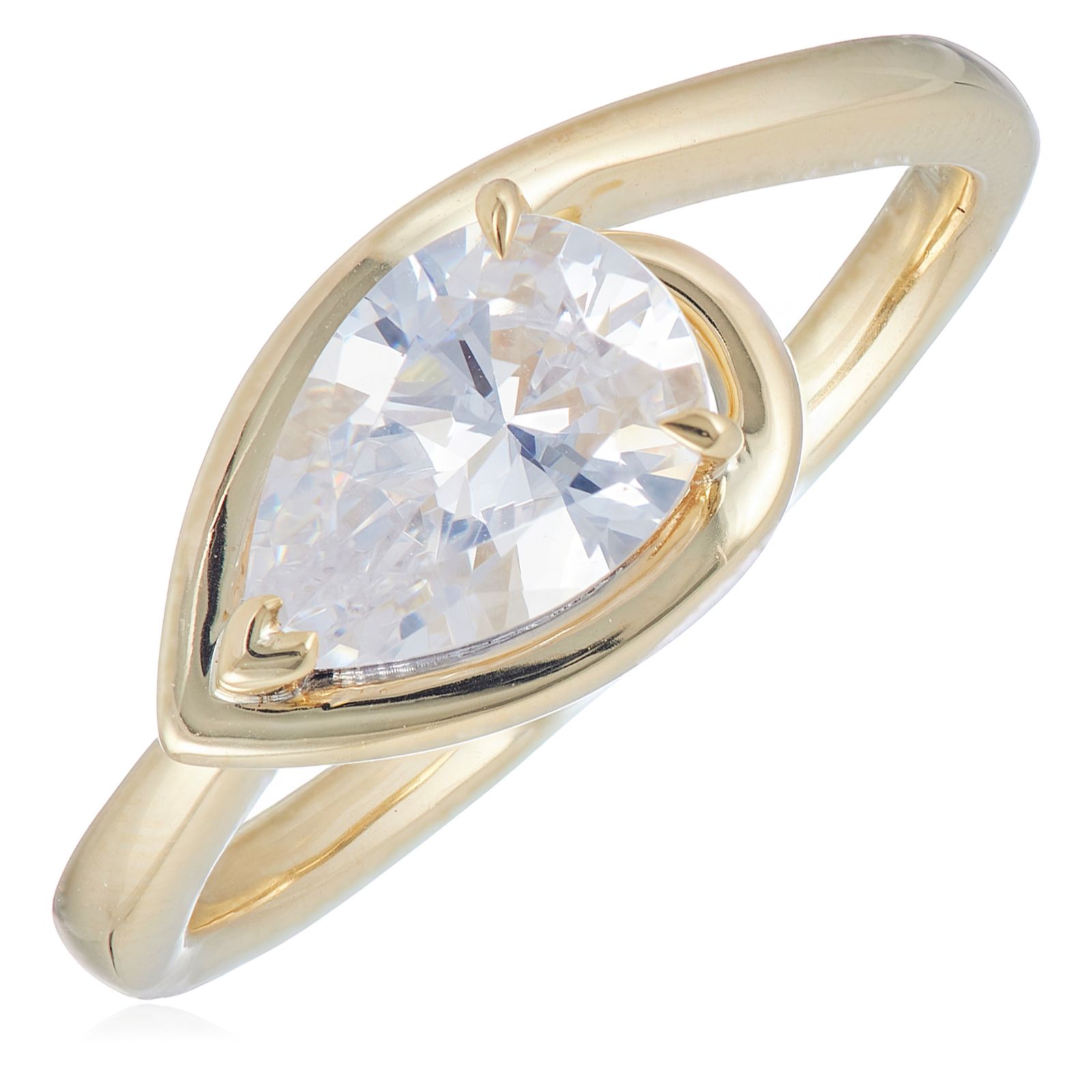 Fire Light 1ct Lab Grown Diamond Pear Cut Swirl Band Ring 18ct Gold Vermeil