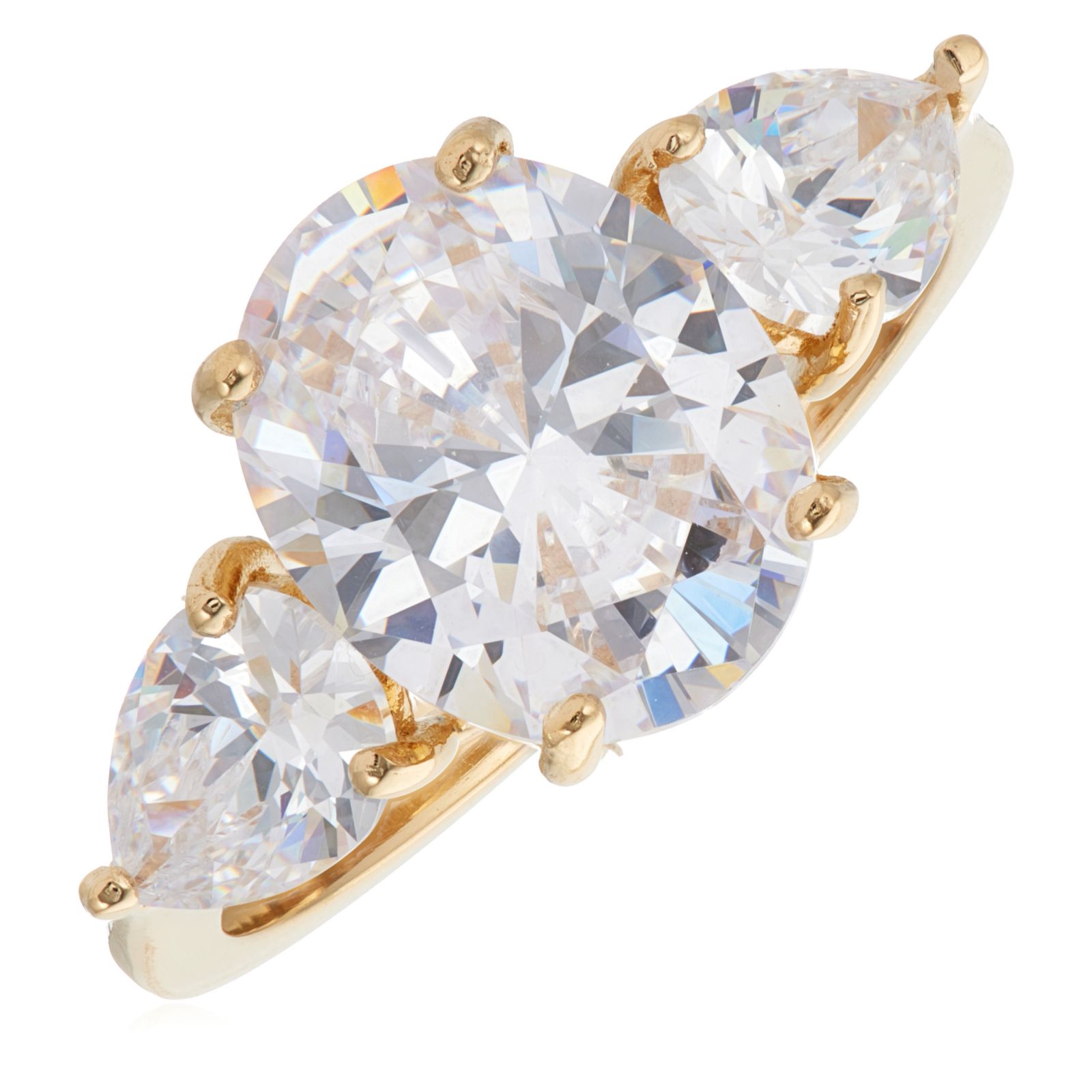Diamonique 5.5ct tw Oval Mixed Pear Trilogy Ring Sterling Silver