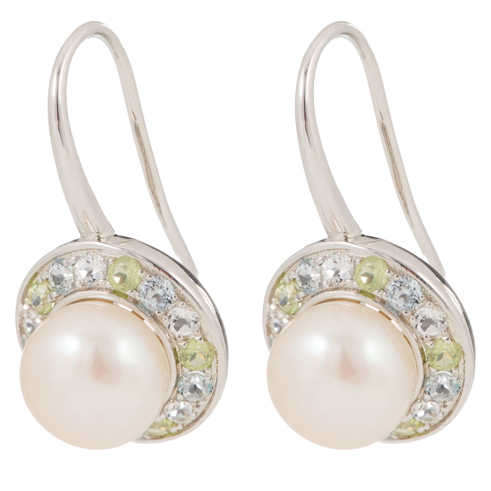Lara Pearl 8-9mm Button Pearl & Gemstone Drop Earrings