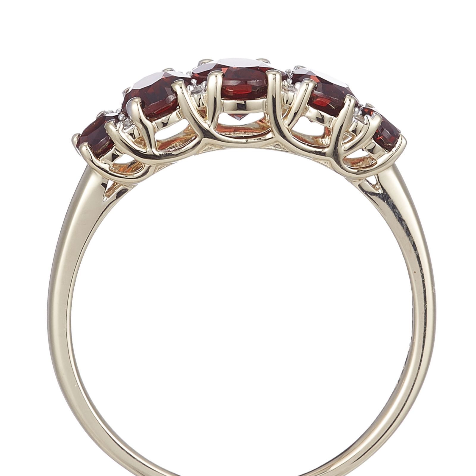 2.00ct Garnet & Diamond Estate Collection 5 Stone Oval Ring 9ct Gold ...